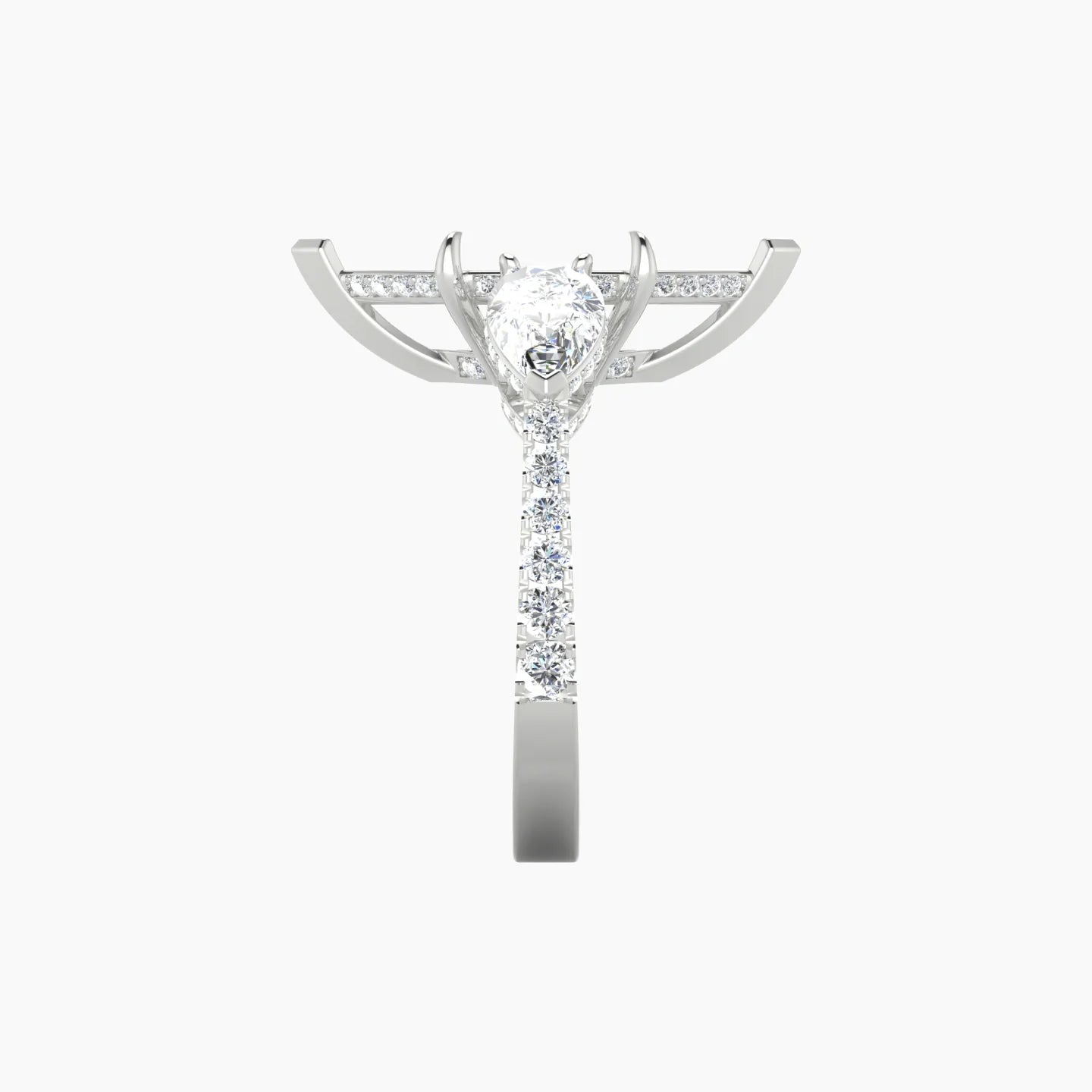 Pear Trilogy with Reverse Shank | 18k White Gold 5-7.99 ct Marquise Cut Ring Setting