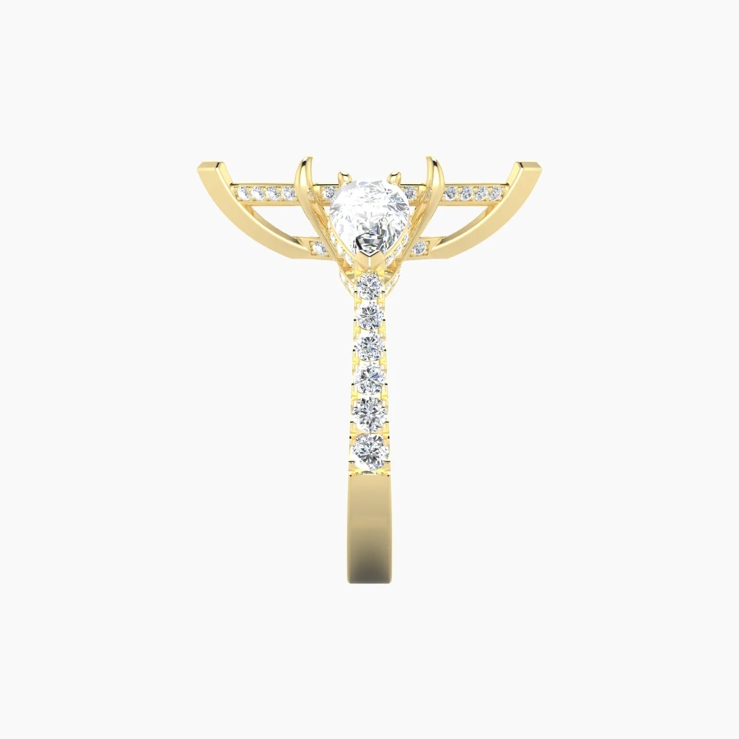 Pear Trilogy with Reverse Shank | 18k Yellow Gold 5-7.99 ct Marquise Cut Ring Setting