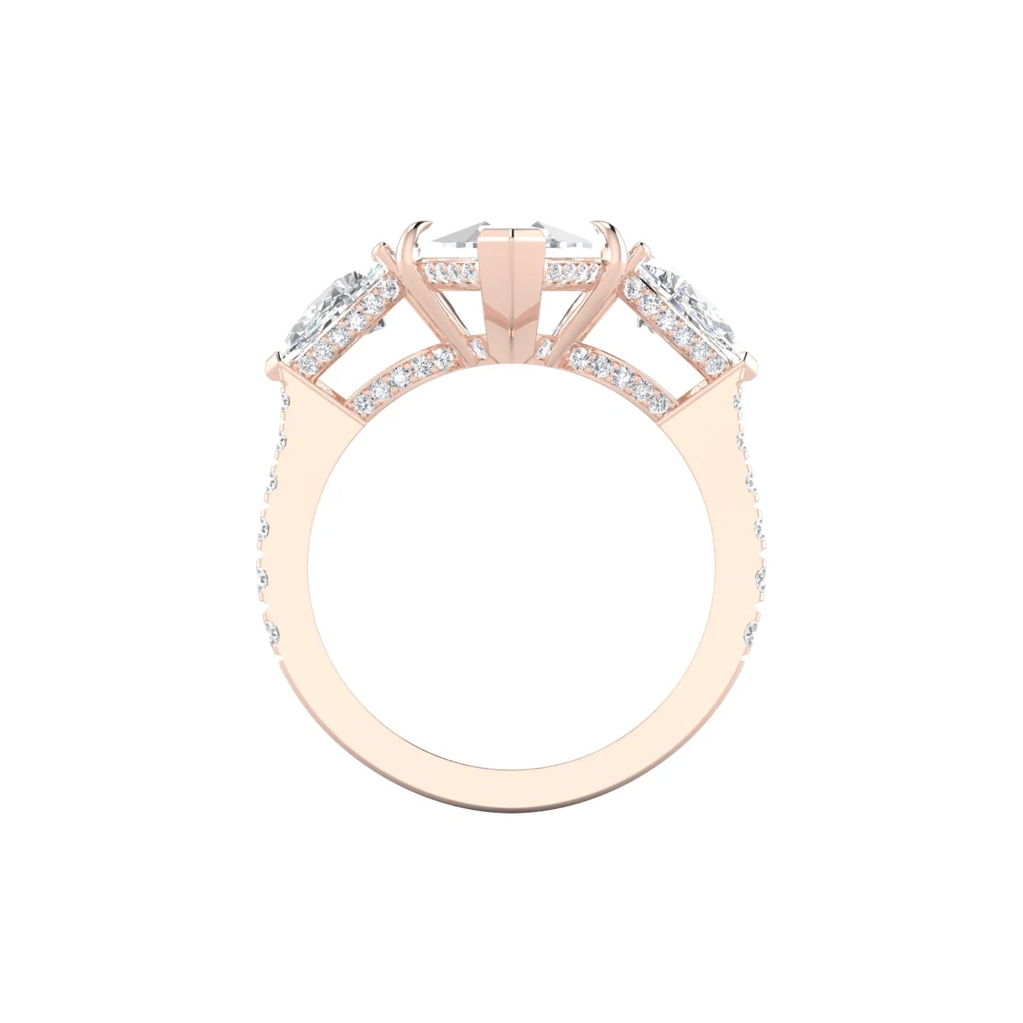 Pear Trilogy with Reverse Shank | 18k Rose Gold 5 ct Marquise Cut Ring