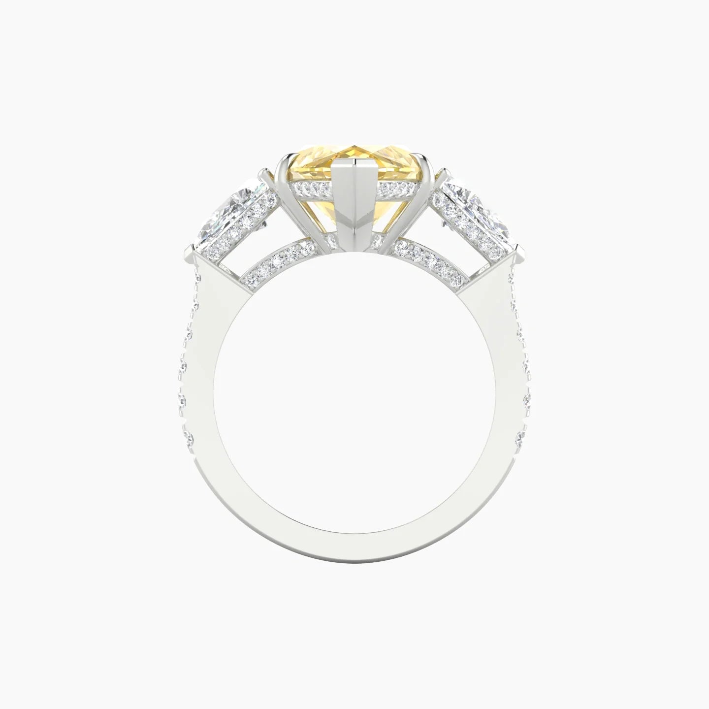 Pear Trilogy with Reverse Shank | 18k White Gold 5 ct Marquise Cut Ring