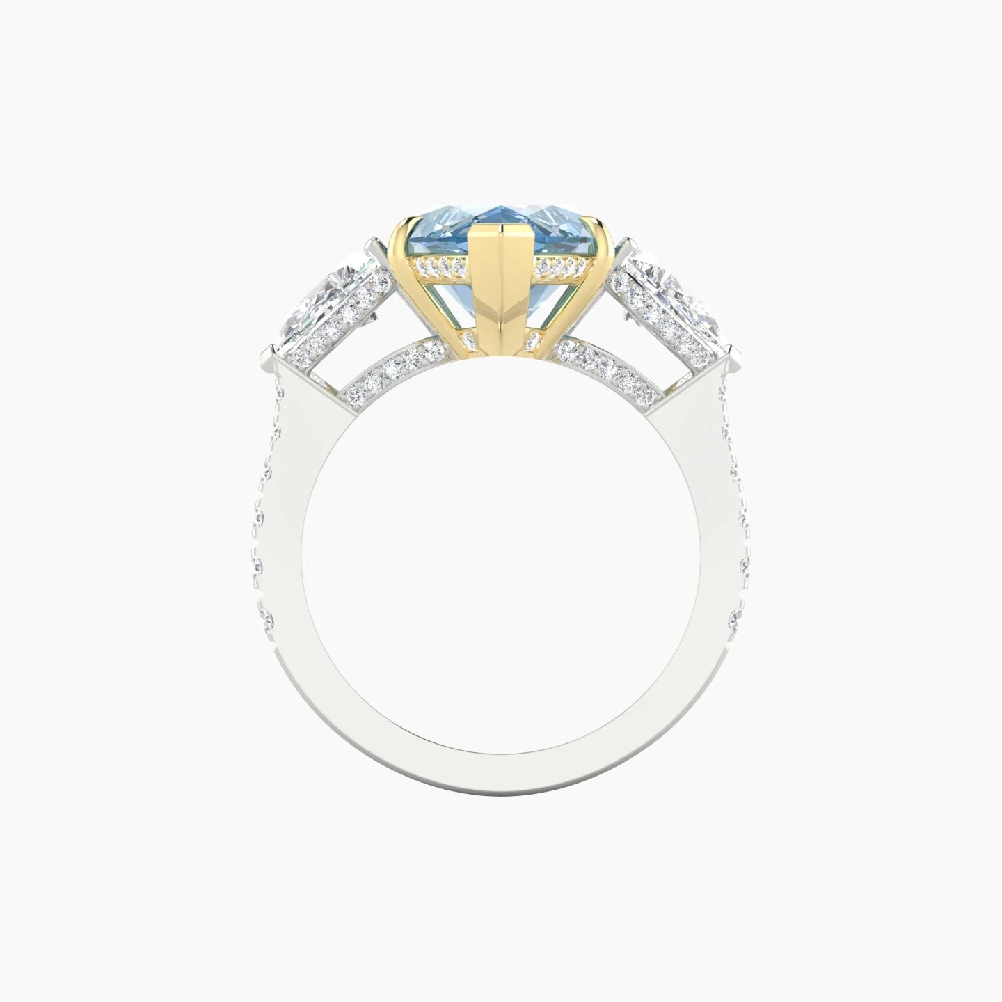 Pear Trilogy with Reverse Shank | 18k White & Yellow Gold 5 ct Marquise Cut Ring