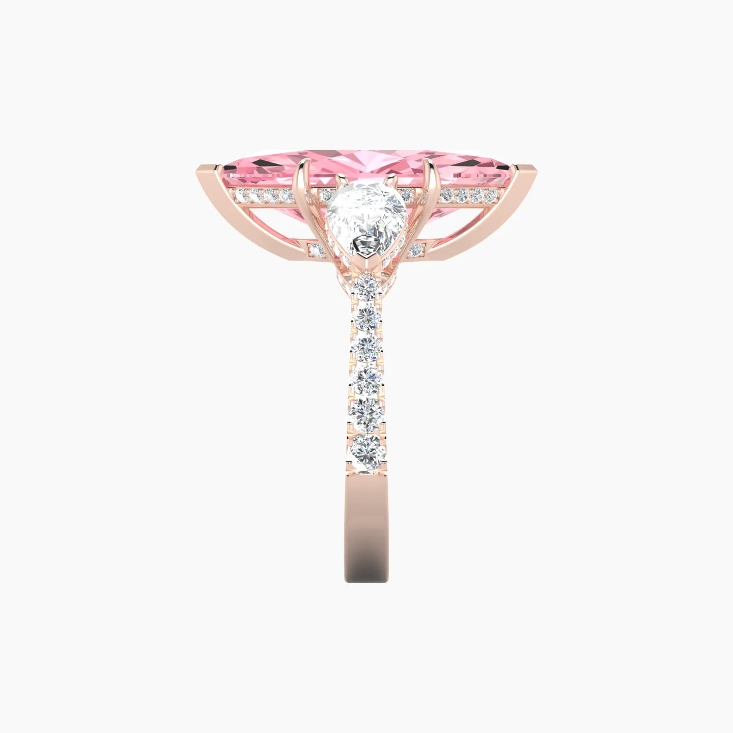 Pear Trilogy with Reverse Shank | 18k Rose Gold 5 ct Marquise Cut Ring
