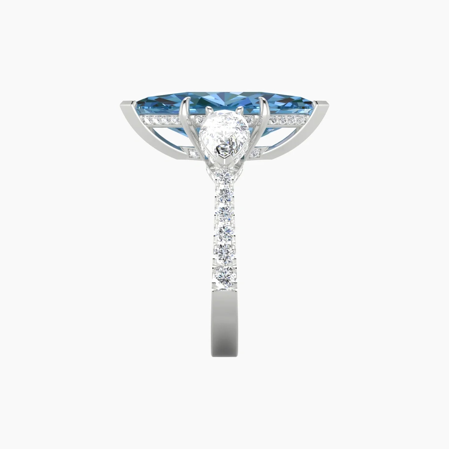 Pear Trilogy with Reverse Shank | 18k White Gold 5 ct Marquise Cut Ring