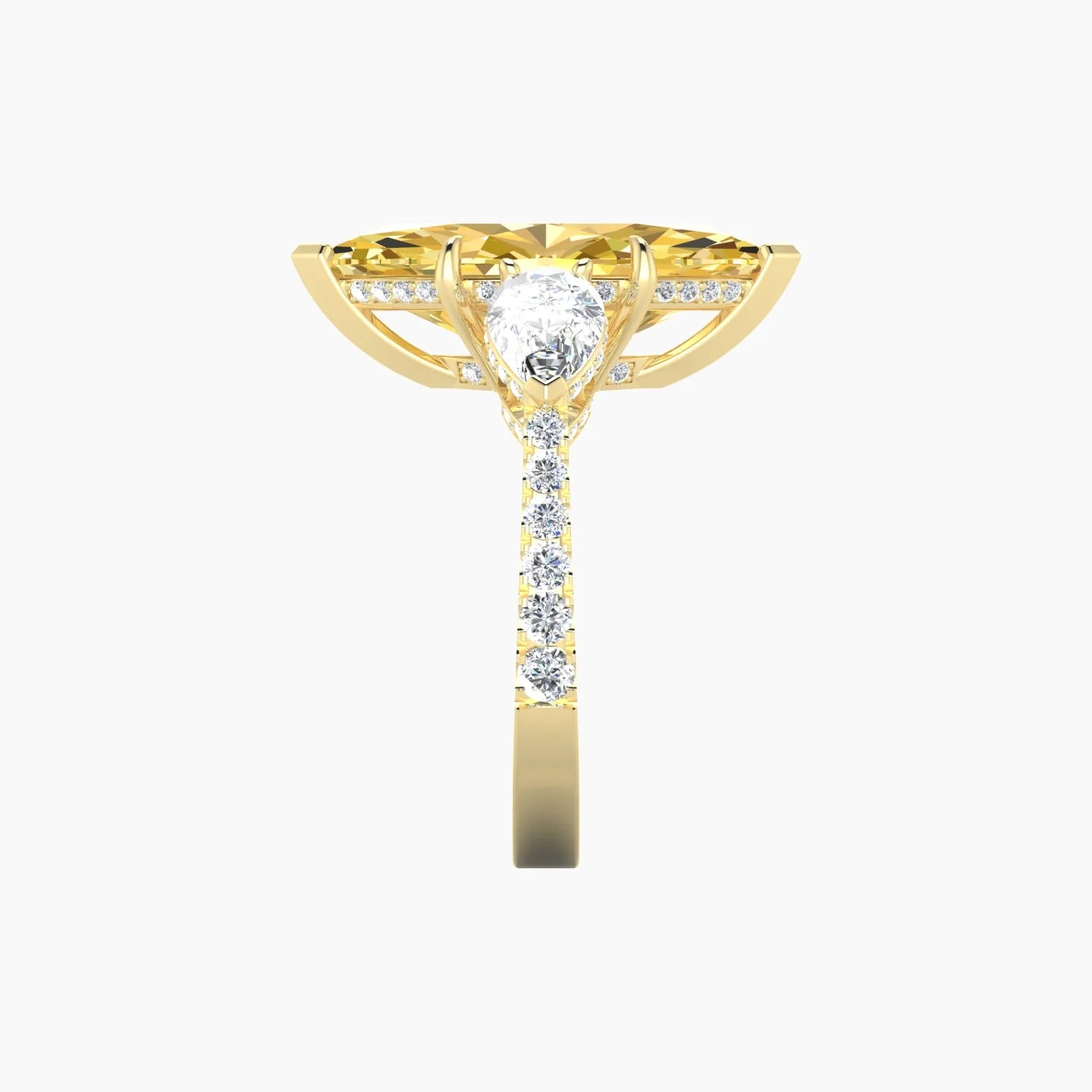 Pear Trilogy with Reverse Shank | 18k Yellow Gold 5 ct Marquise Cut Ring