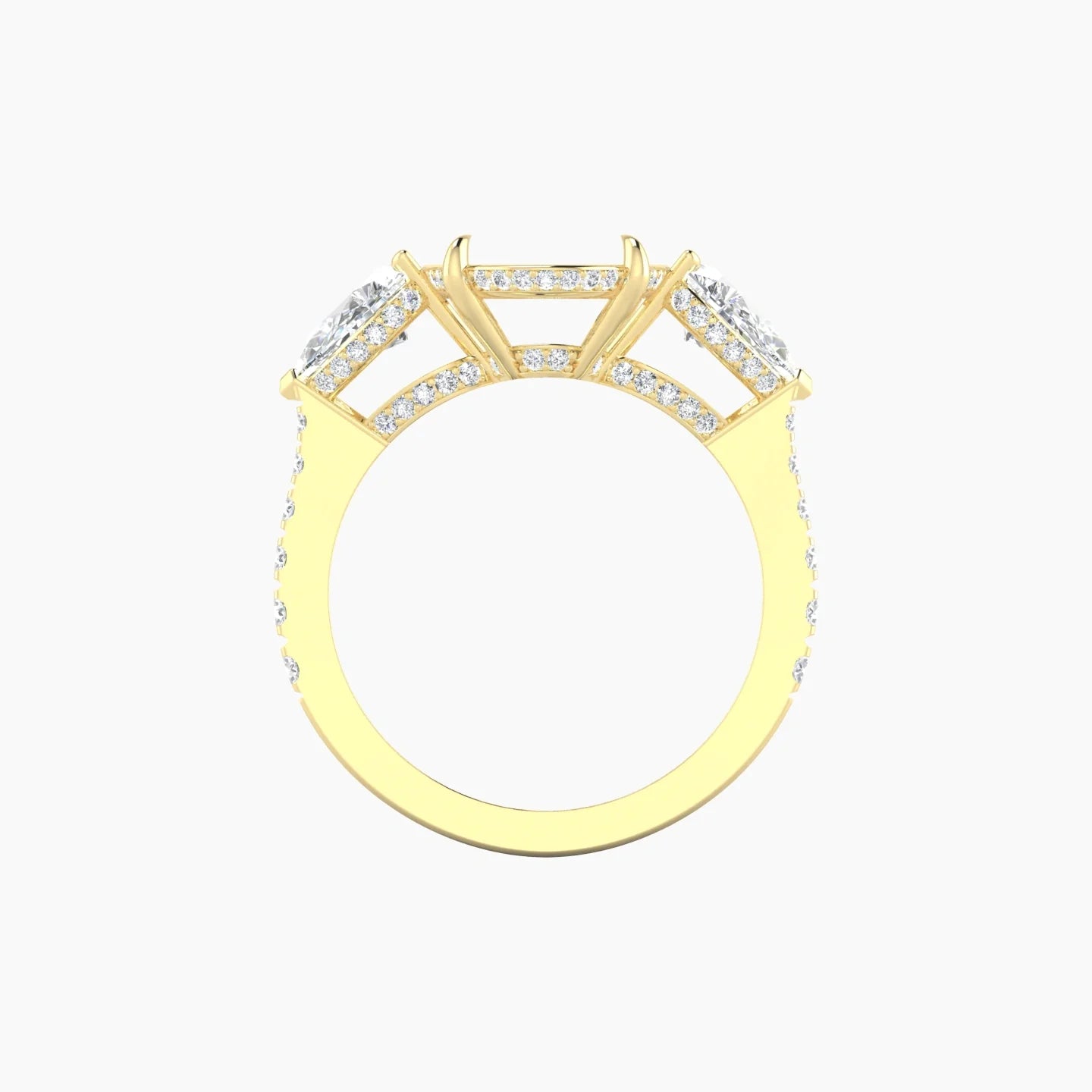 Pear Trilogy with Reverse Shank | 18k Yellow Gold 5-7.99 ct Oval Cut Ring Setting