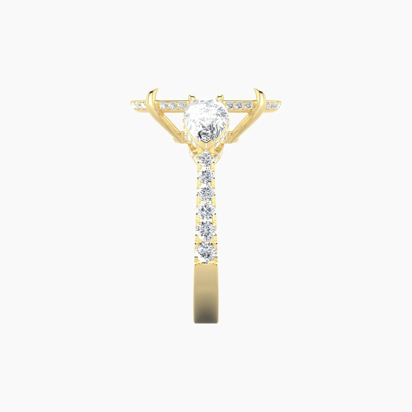 Pear Trilogy with Reverse Shank | 18k Yellow Gold 5-7.99 ct Oval Cut Ring Setting