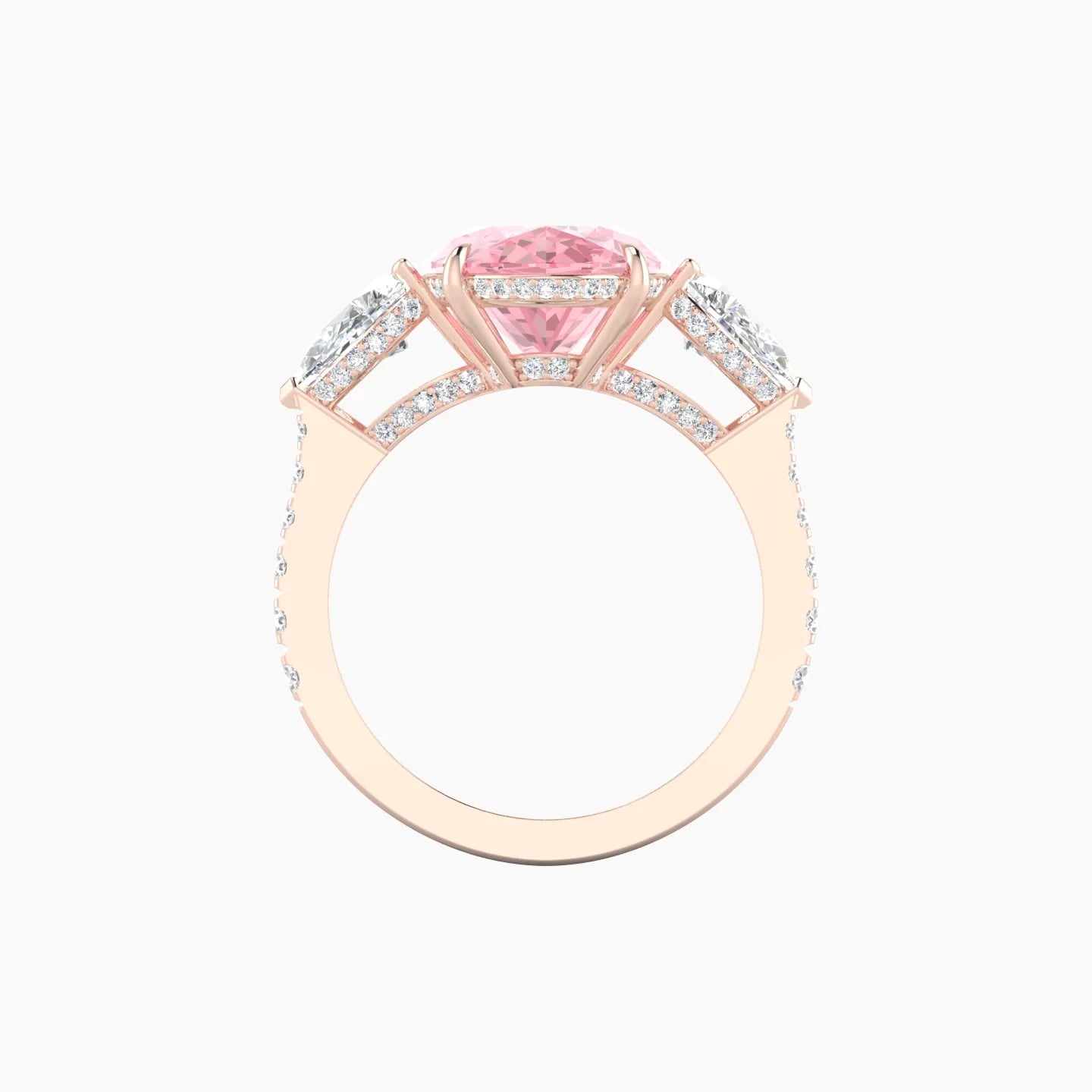 Pear Trilogy with Reverse Shank | 18k Rose Gold 5 ct Oval Cut Ring