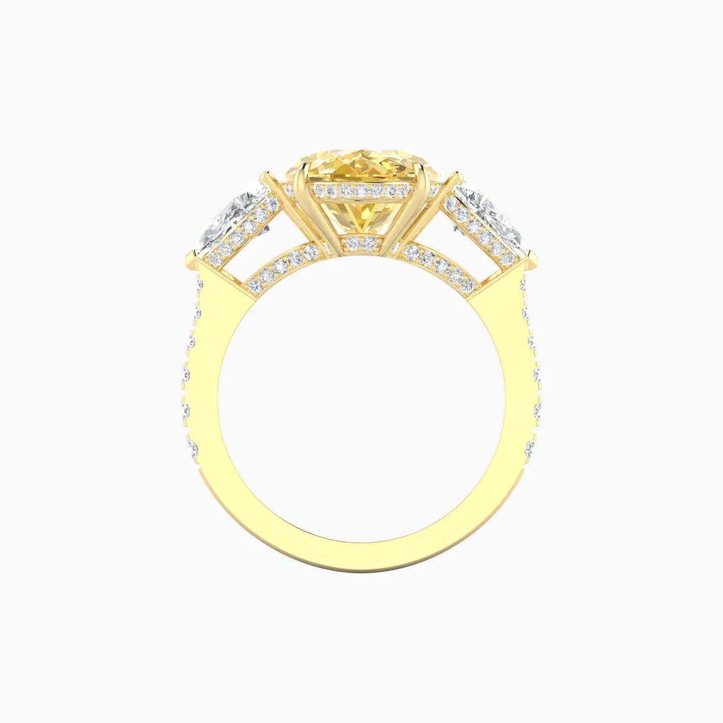 Pear Trilogy with Reverse Shank | 18k Yellow Gold 5 ct Oval Cut Ring