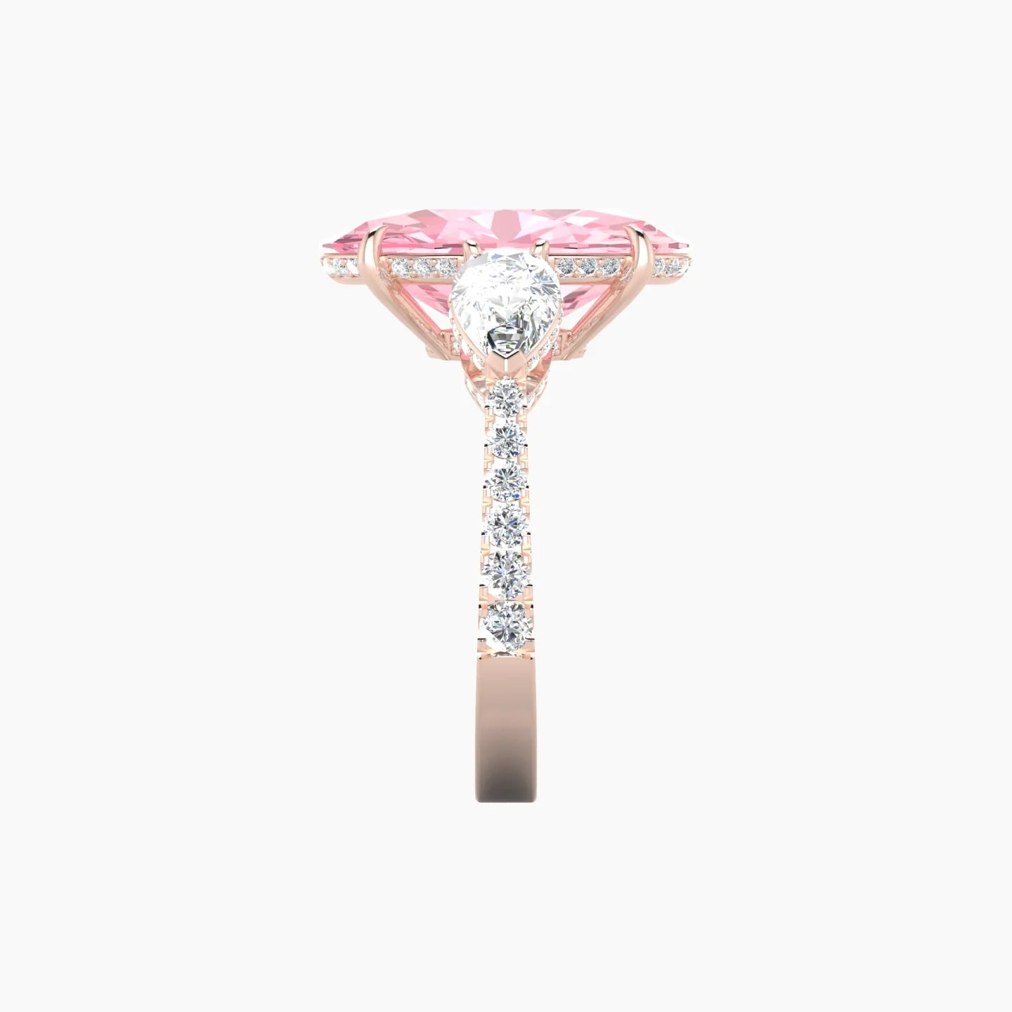 Pear Trilogy with Reverse Shank | 18k Rose Gold 5 ct Oval Cut Ring