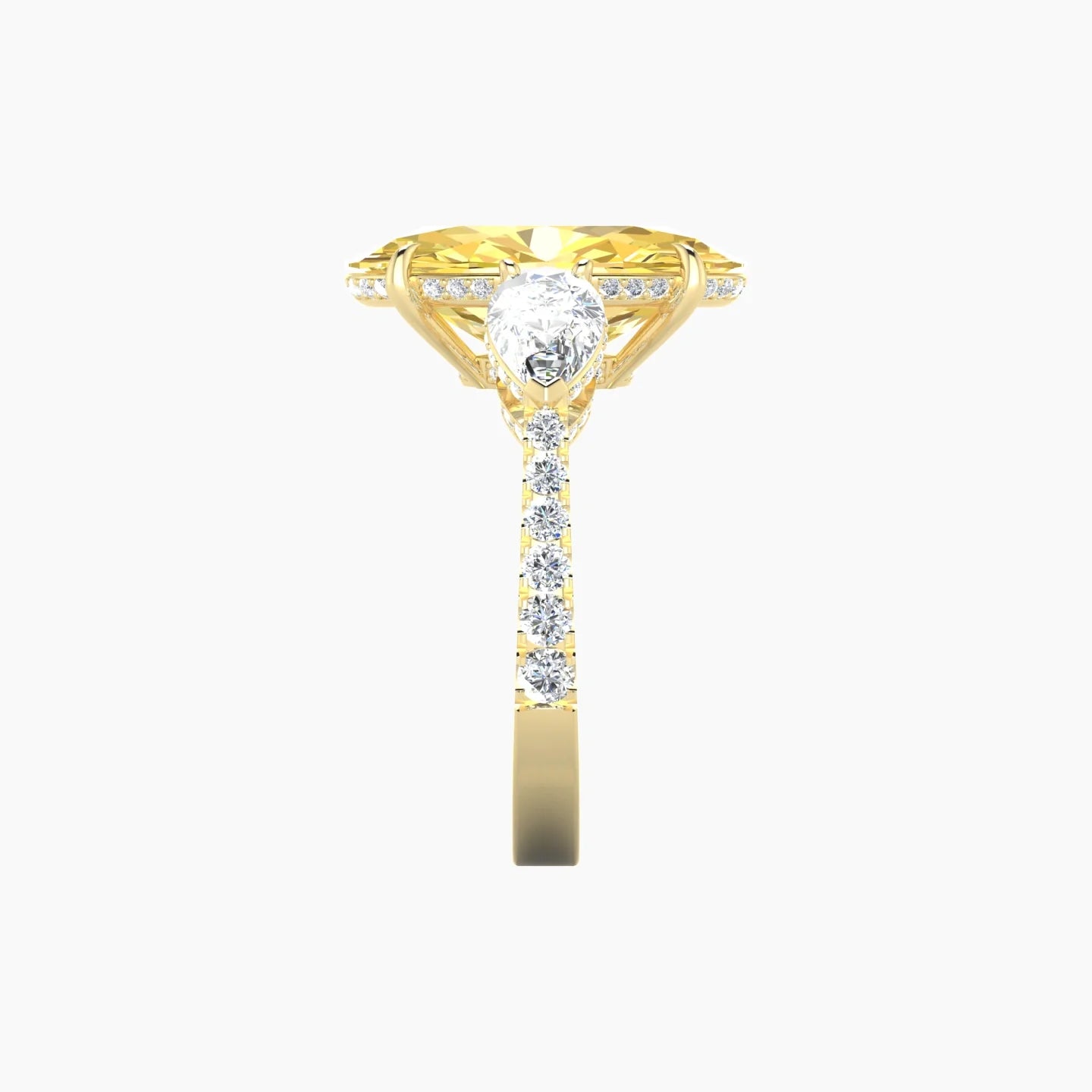 Pear Trilogy with Reverse Shank | 18k Yellow Gold 5 ct Oval Cut Ring