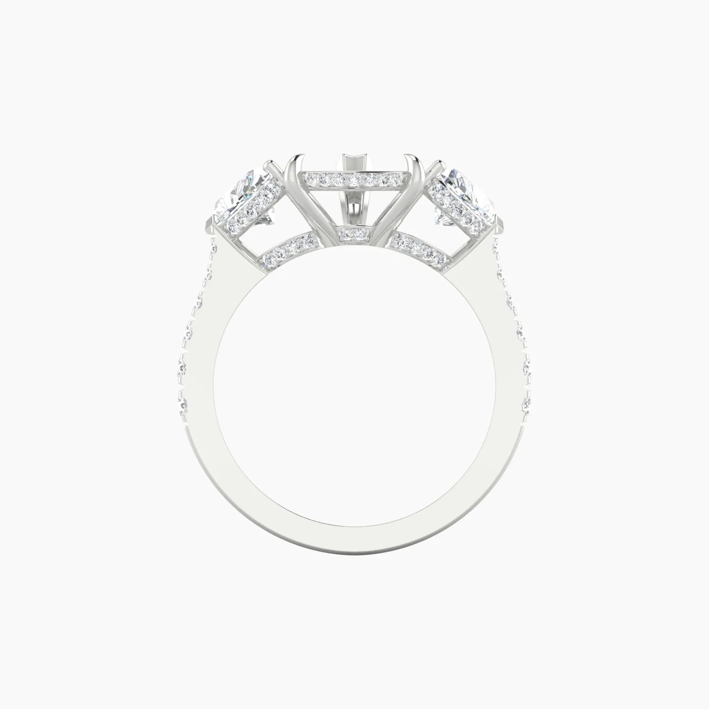 Pear Trilogy with Reverse Shank | 18k White Gold 5-7.99 ct Pear Cut Ring Setting