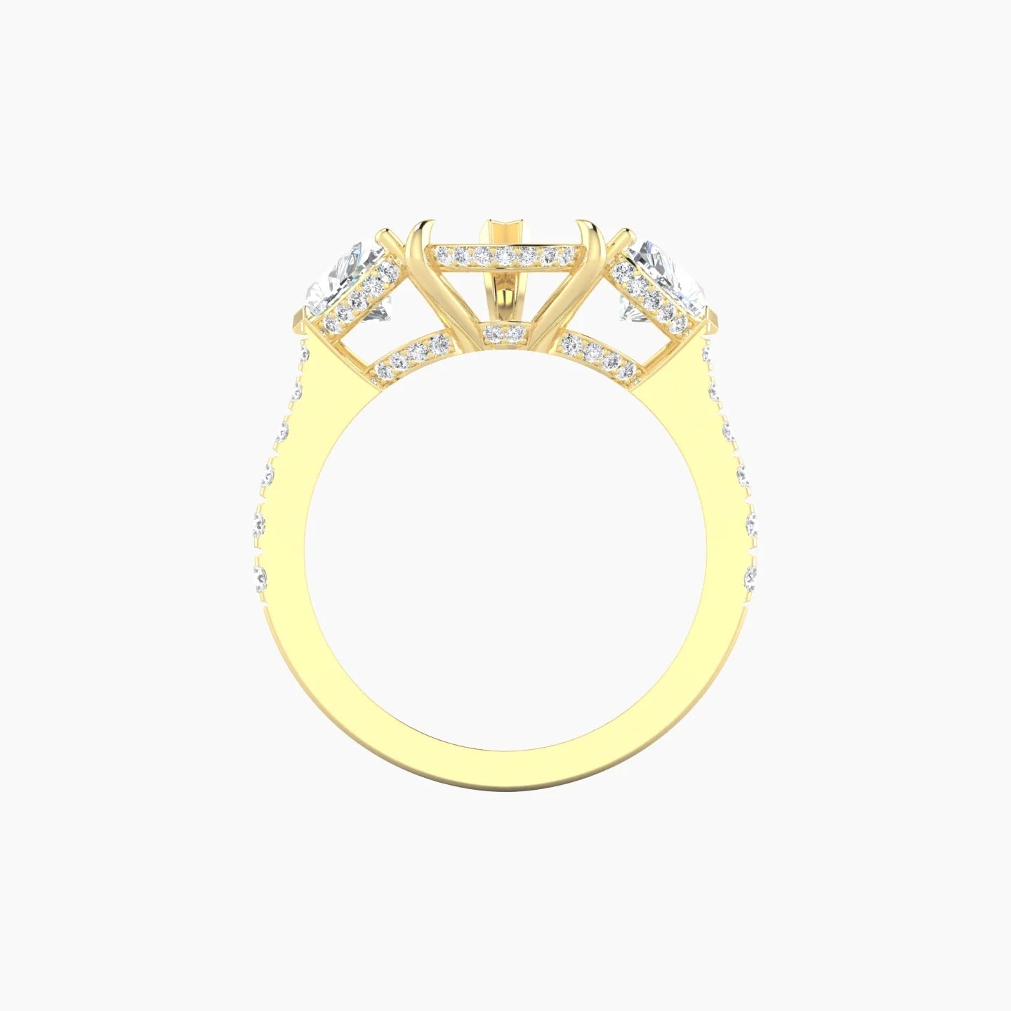 Pear Trilogy with Reverse Shank | 18k Yellow Gold 5-7.99 ct Pear Cut Ring Setting