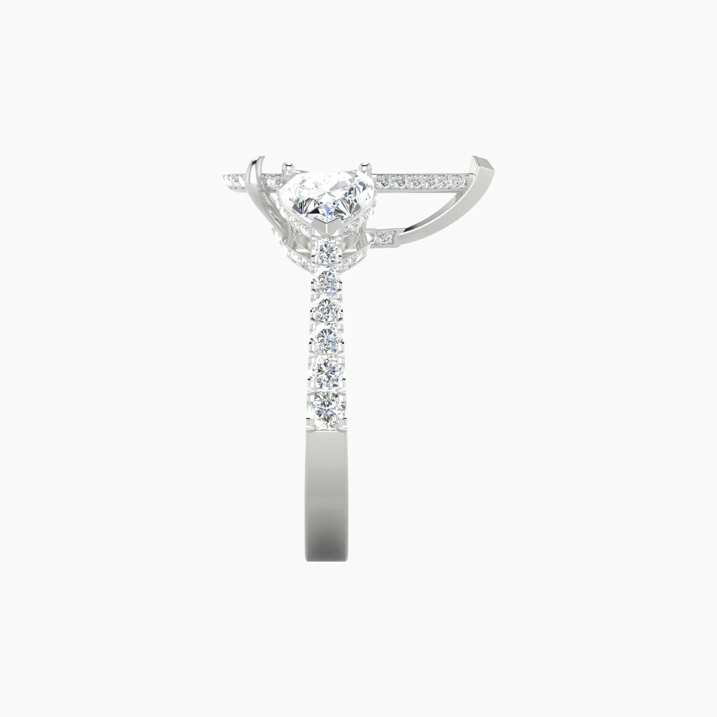 Pear Trilogy with Reverse Shank | 18k White Gold 5-7.99 ct Pear Cut Ring Setting
