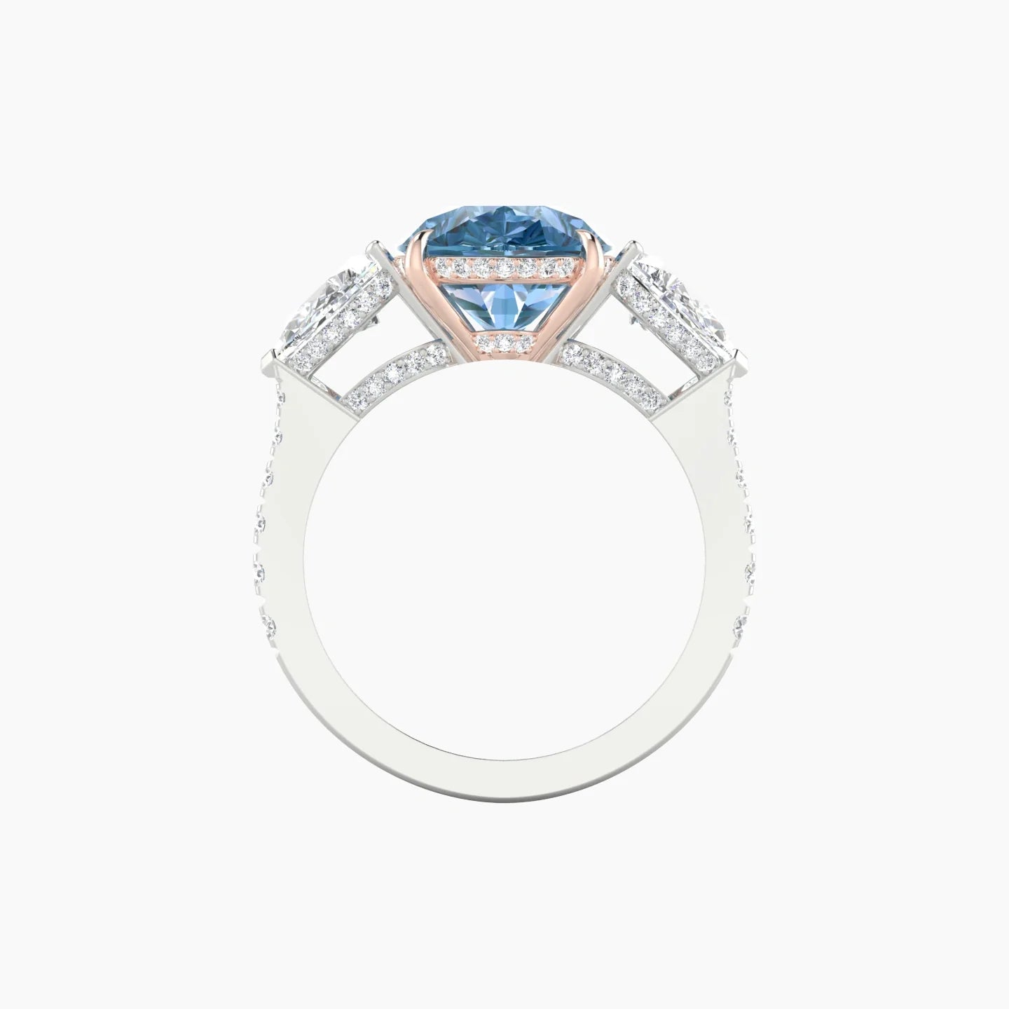 Pear Trilogy with Reverse Shank | 18k White & Rose Gold 5 ct Pear Cut Ring