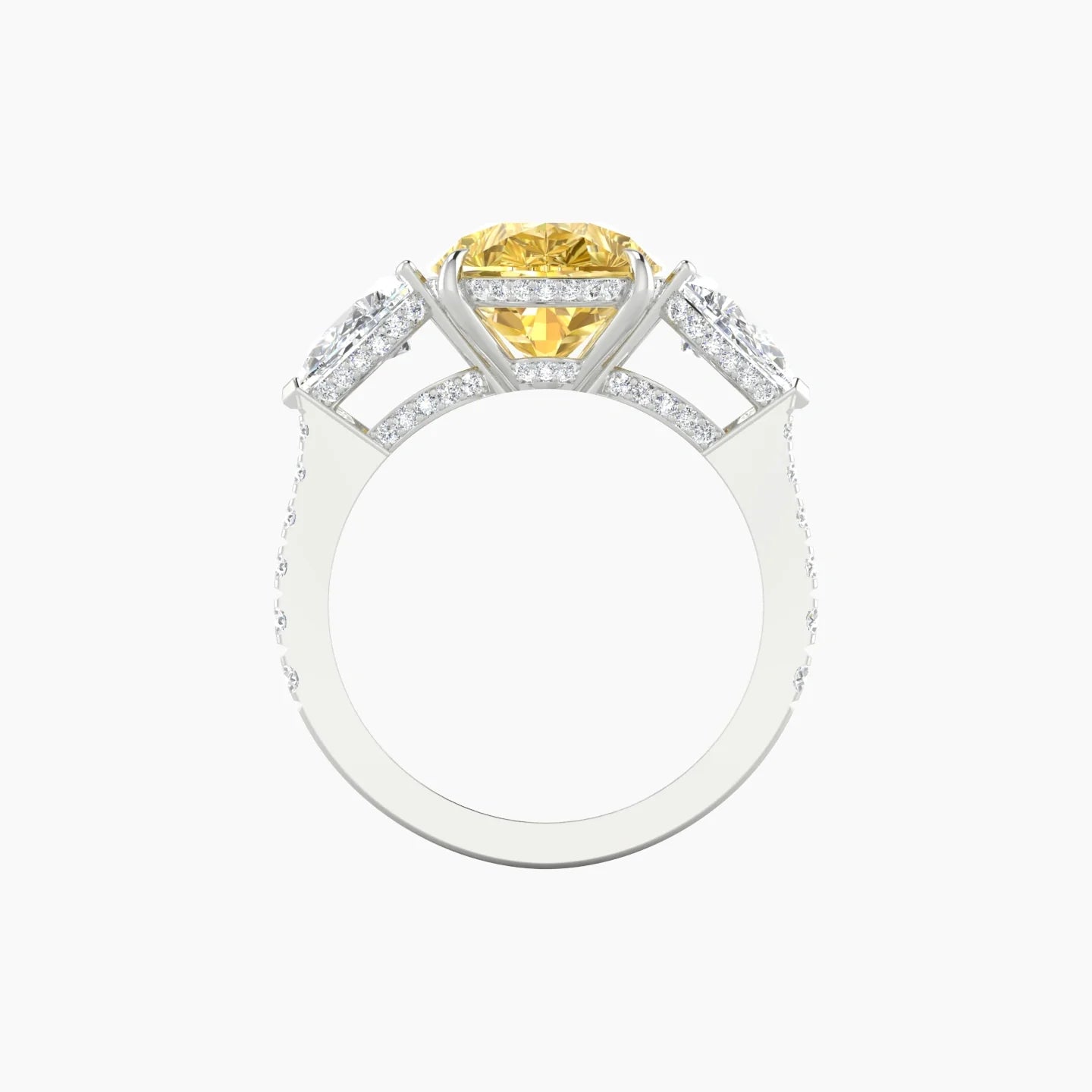 Pear Trilogy with Reverse Shank | 18k White Gold 5 ct Pear Cut Ring