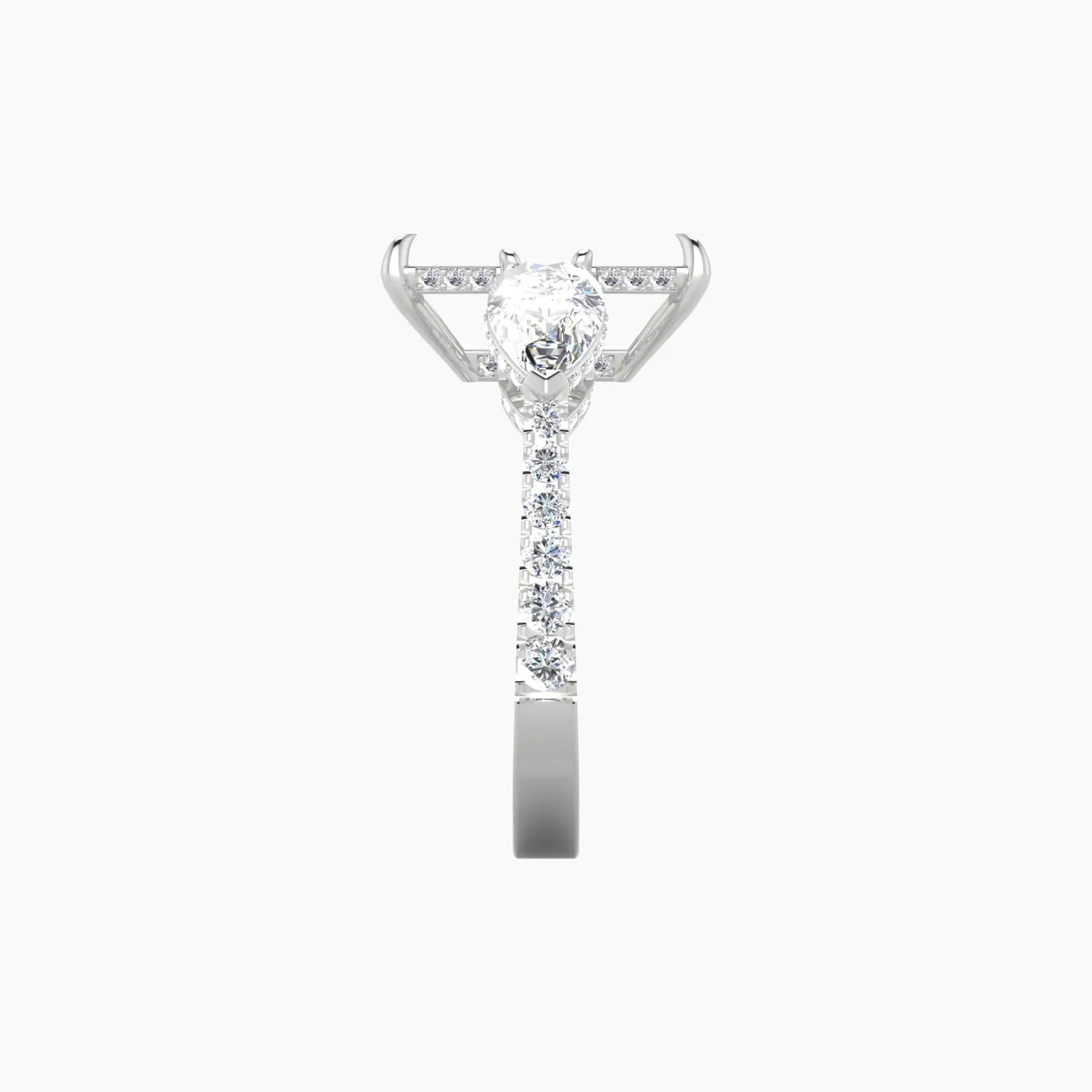 Pear Trilogy with Reverse Shank | 18k White Gold 5-7.99 ct Radiant Cut Ring Setting