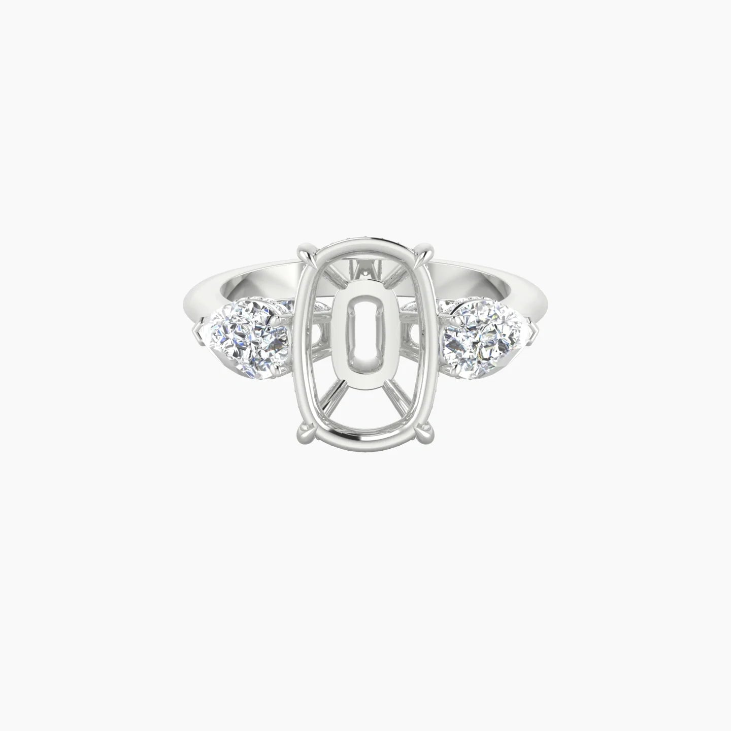 Pear Trilogy | 18k White Gold 5-7.99 ct Cushion Cut Ring Setting