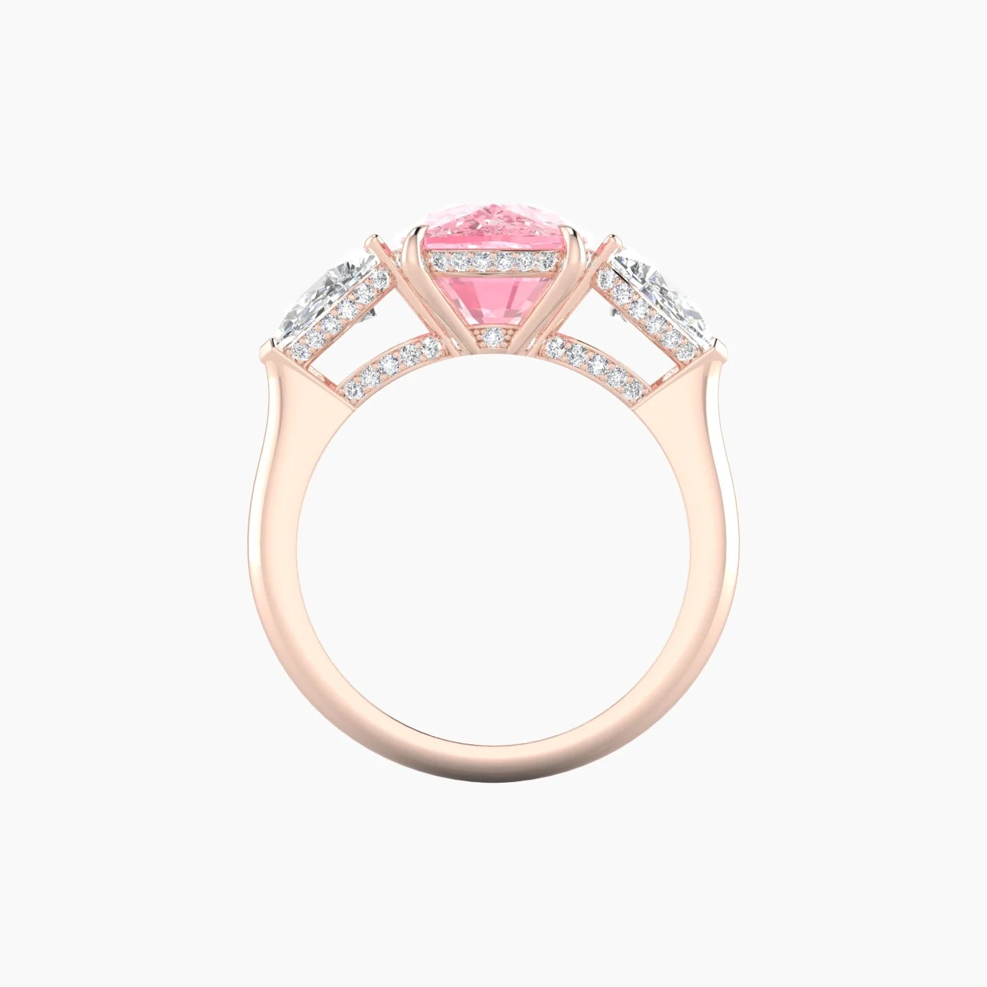 Pear Trilogy | 18k Rose Gold 5 ct Cushion Cut Ring