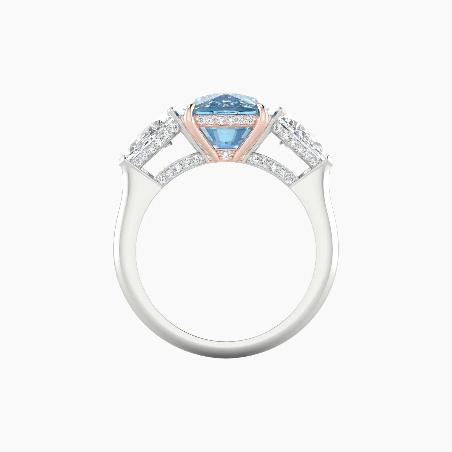 Pear Trilogy | 18k White & Rose Gold 5 ct Cushion Cut Ring