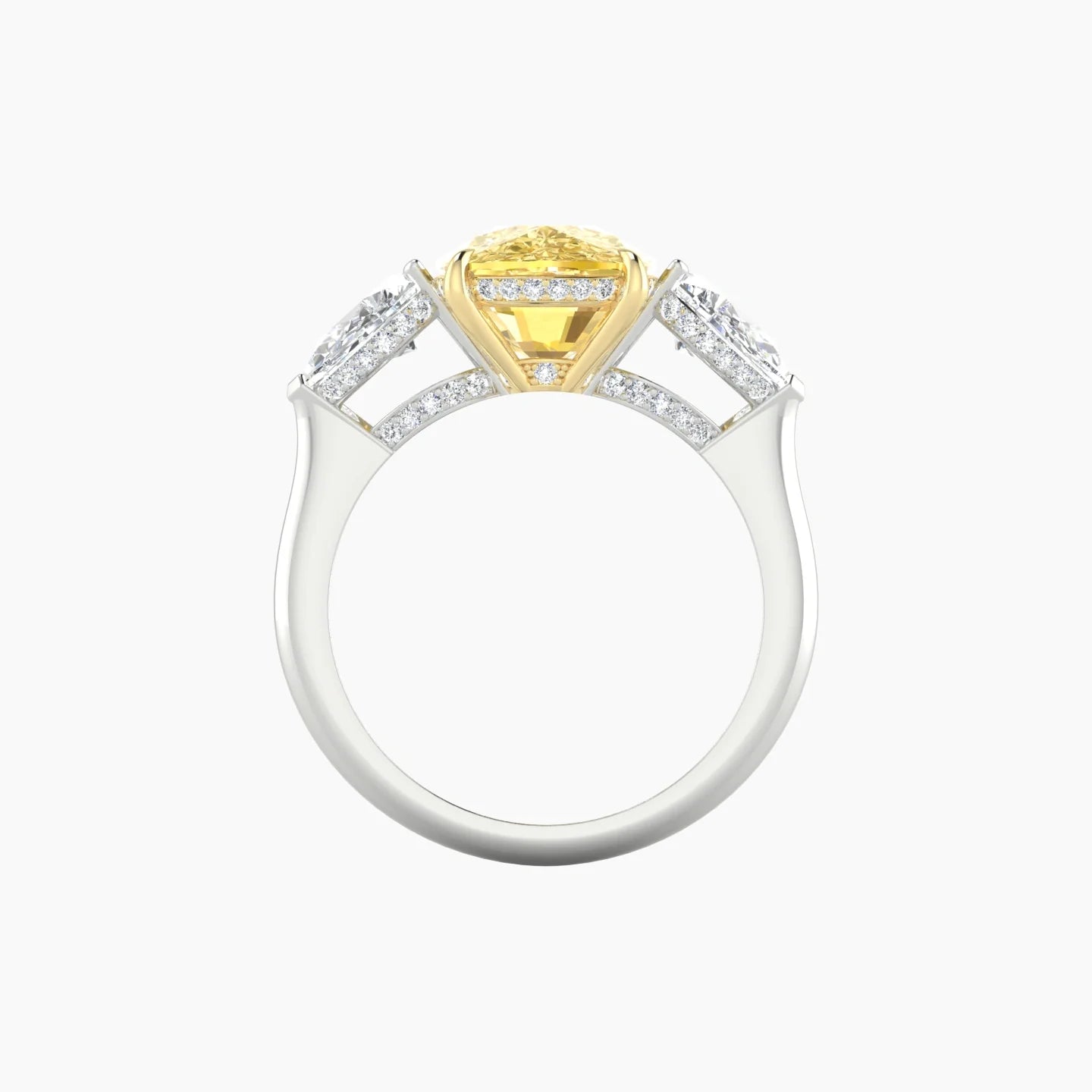Pear Trilogy | 18k White & Yellow Gold 5 ct Cushion Cut Ring
