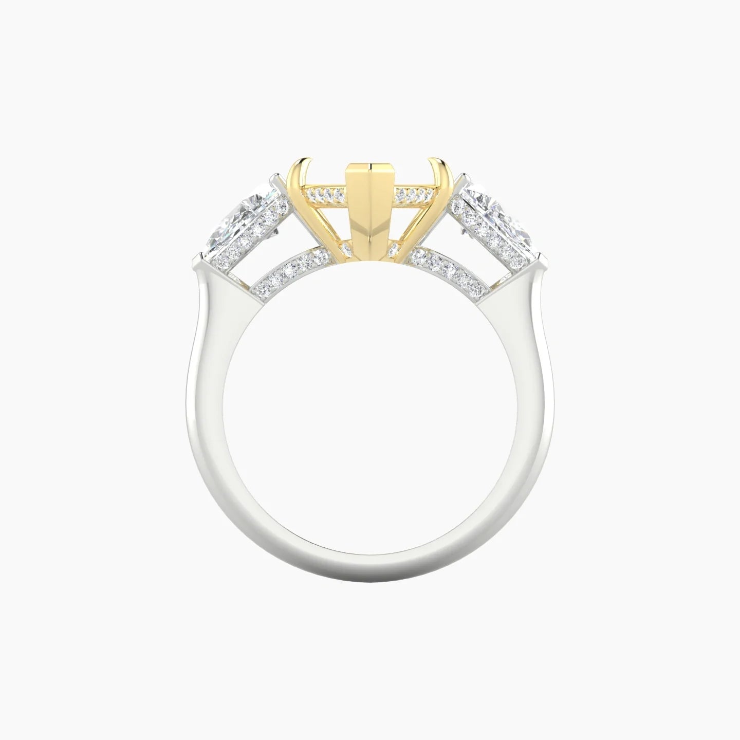 Pear Trilogy | 18k White & Yellow Gold 5-7.99 ct Marquise Cut Ring Setting