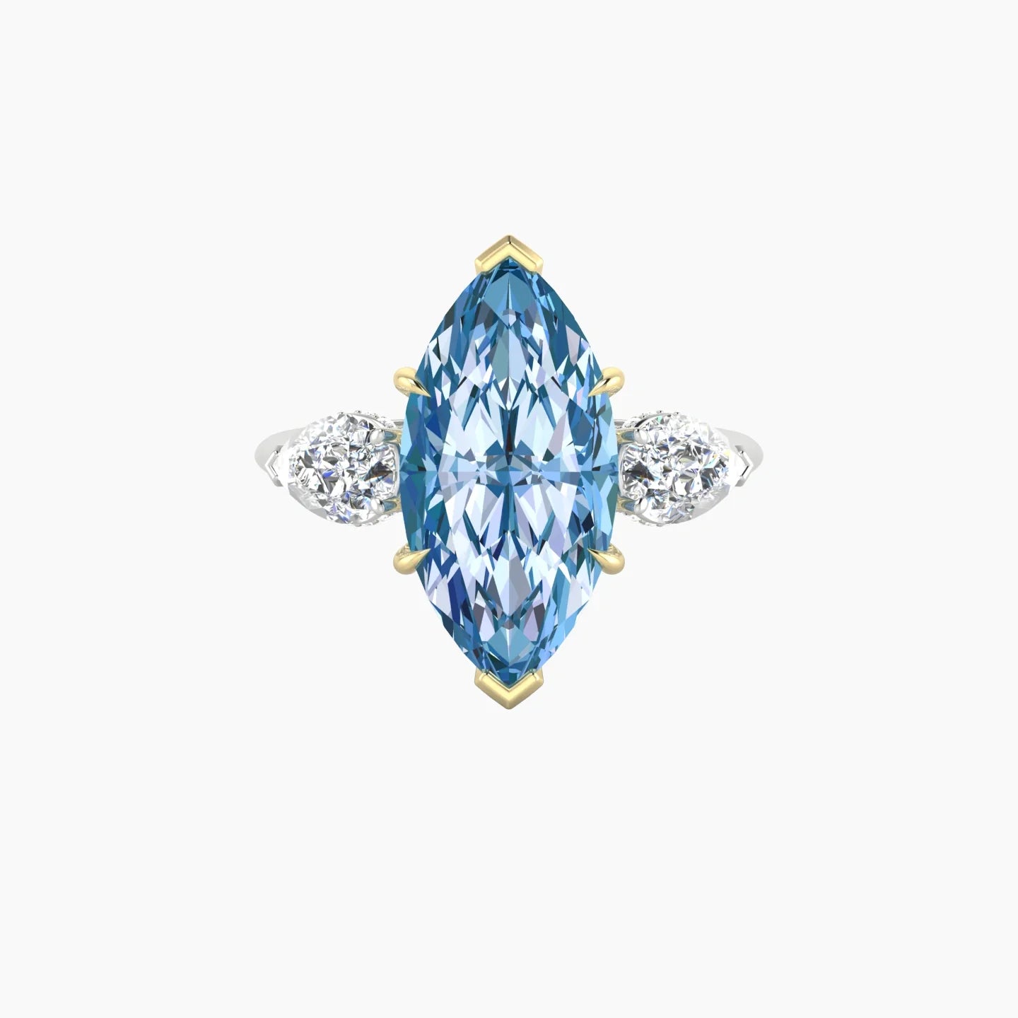 Pear Trilogy | 18k White & Yellow Gold 5 ct Marquise Cut Ring