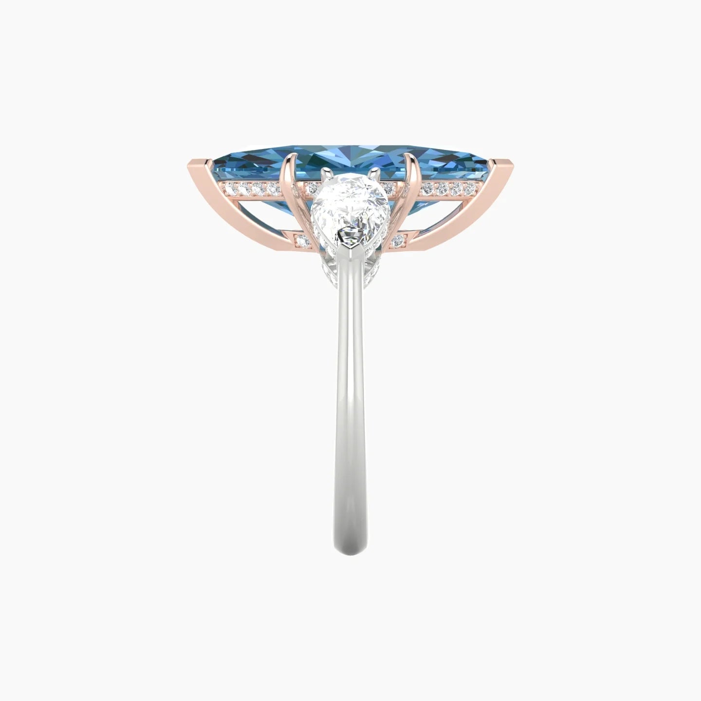 Pear Trilogy | 18k White & Rose Gold 5 ct Marquise Cut Ring