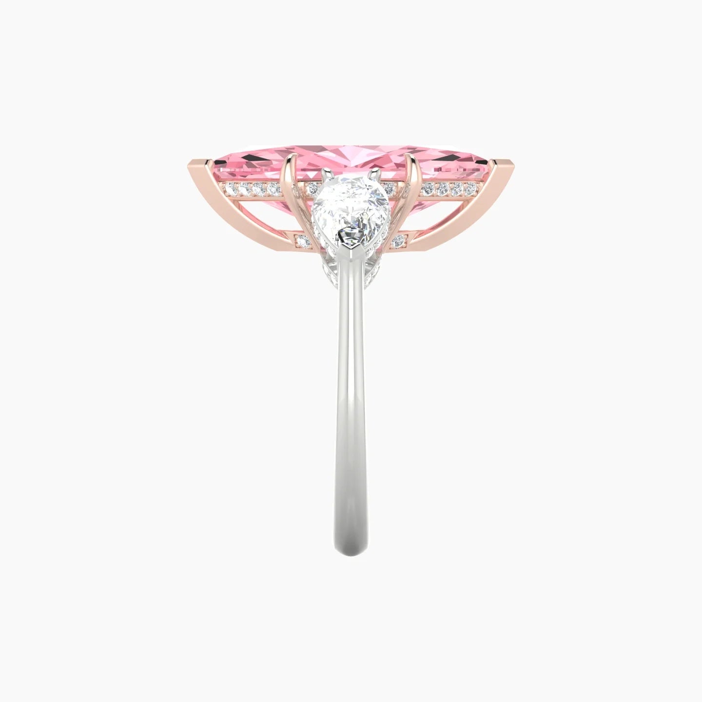 Pear Trilogy | 18k White & Rose Gold 5 ct Marquise Cut Ring