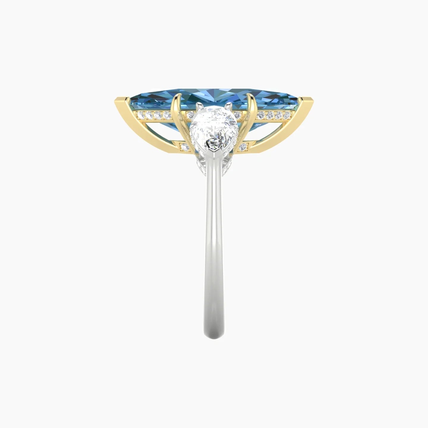 Pear Trilogy | 18k White & Yellow Gold 5 ct Marquise Cut Ring