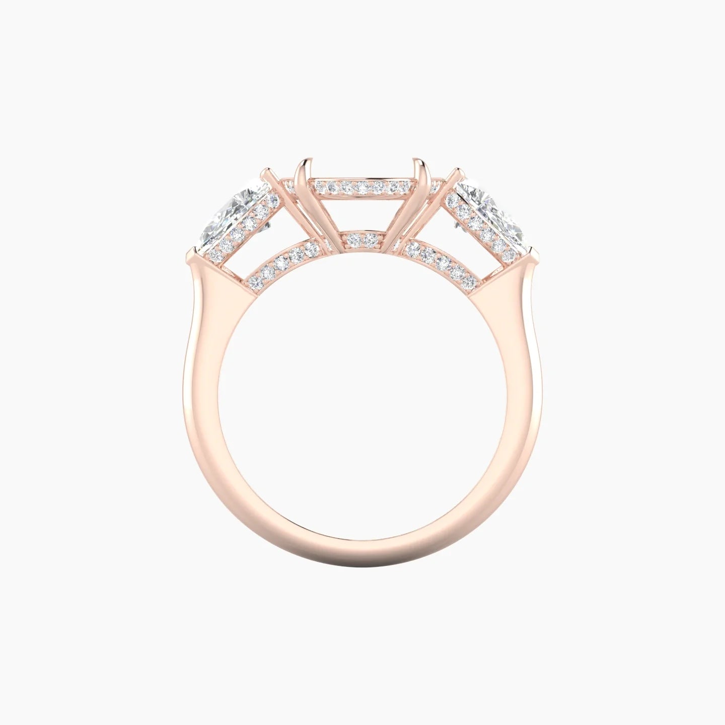 Pear Trilogy | 18k Rose Gold 5-7.99 ct Oval Cut Ring Setting