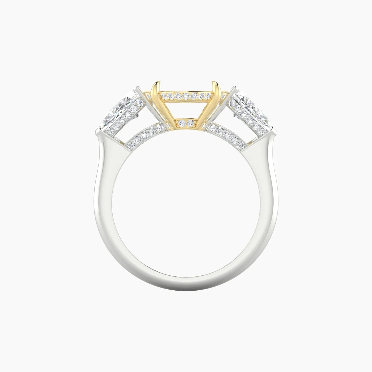 Pear Trilogy | 18k White & Yellow Gold 5-7.99 ct Oval Cut Ring Setting