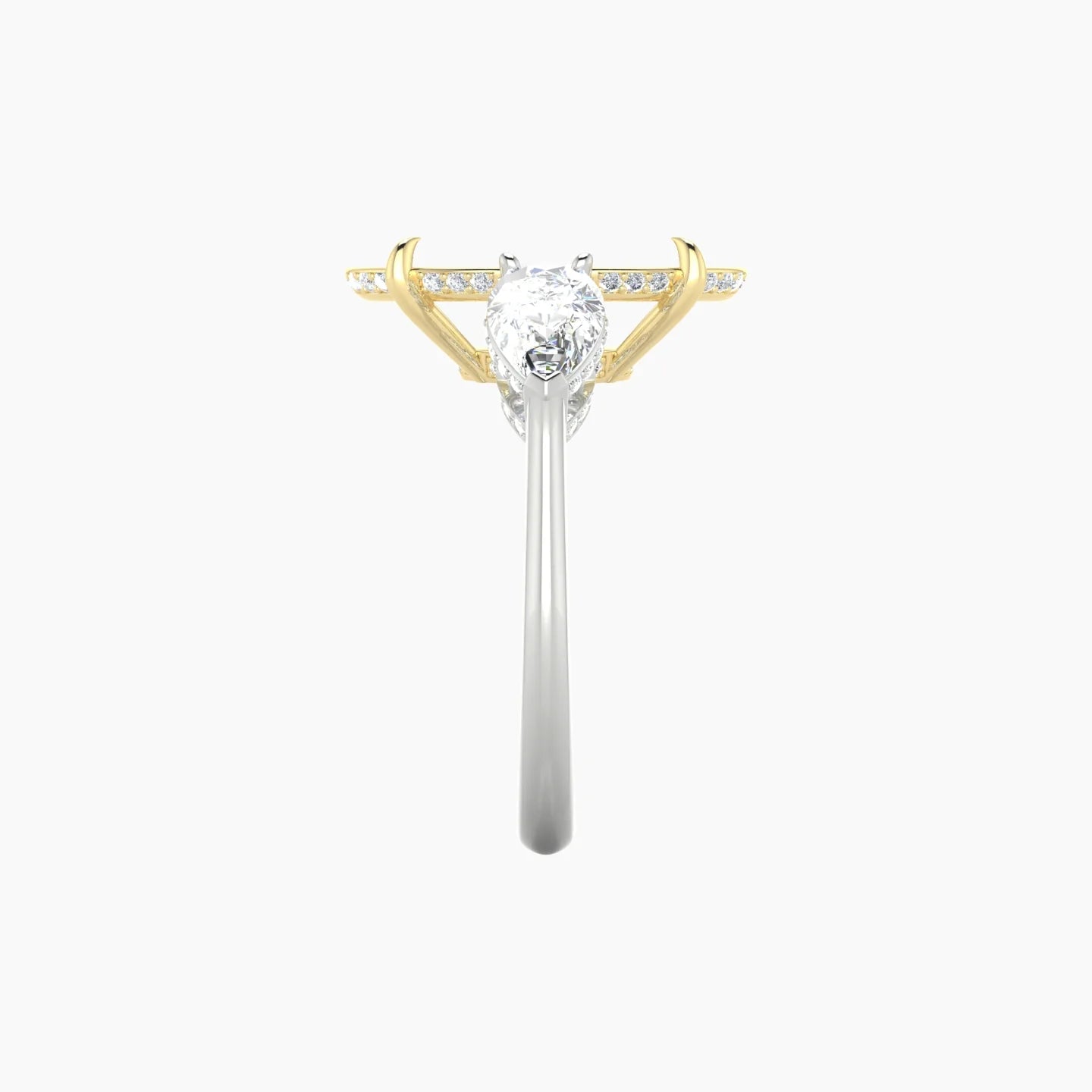 Pear Trilogy | 18k White & Yellow Gold 5-7.99 ct Oval Cut Ring Setting