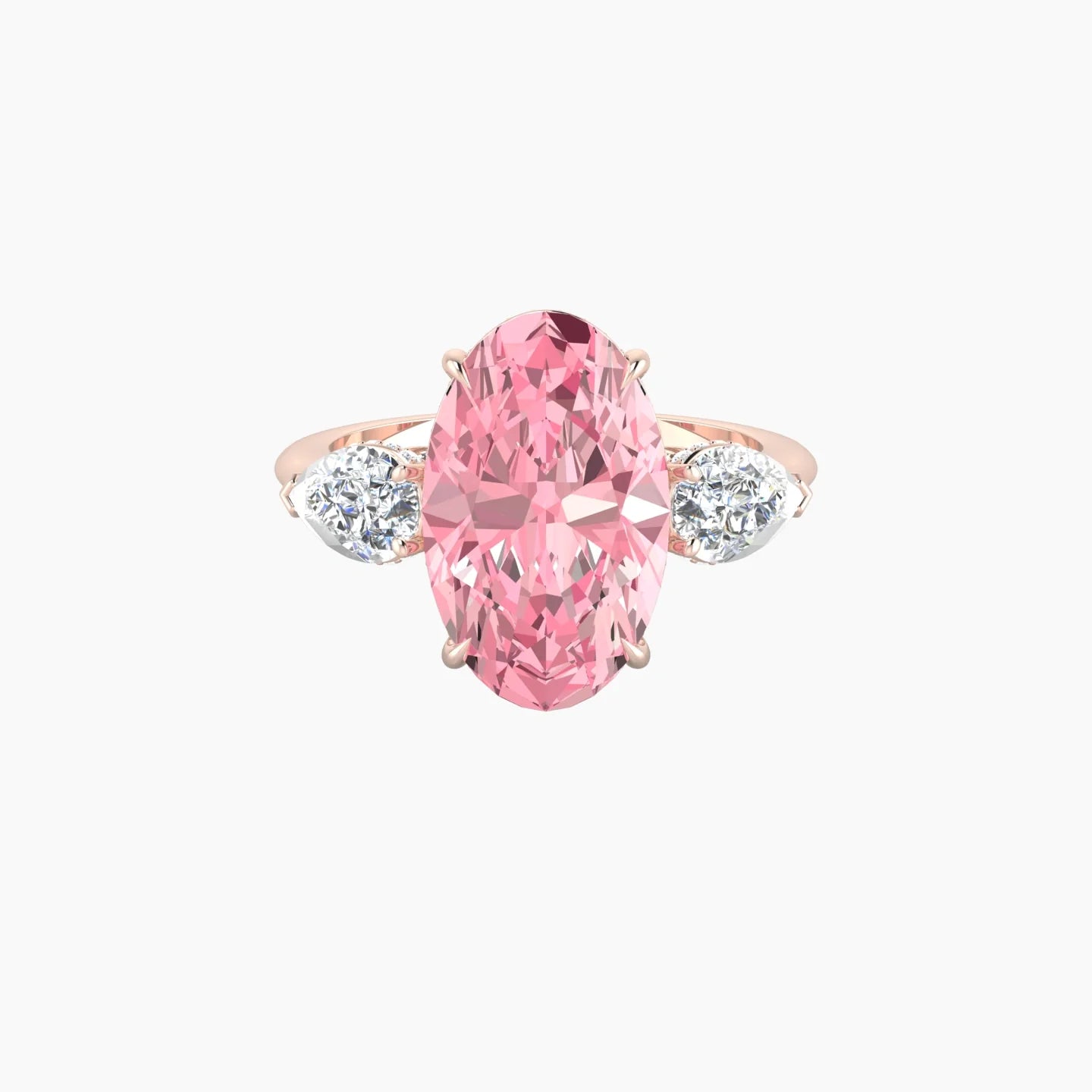 Pear Trilogy | 18k Rose Gold 5 ct Oval Cut Ring