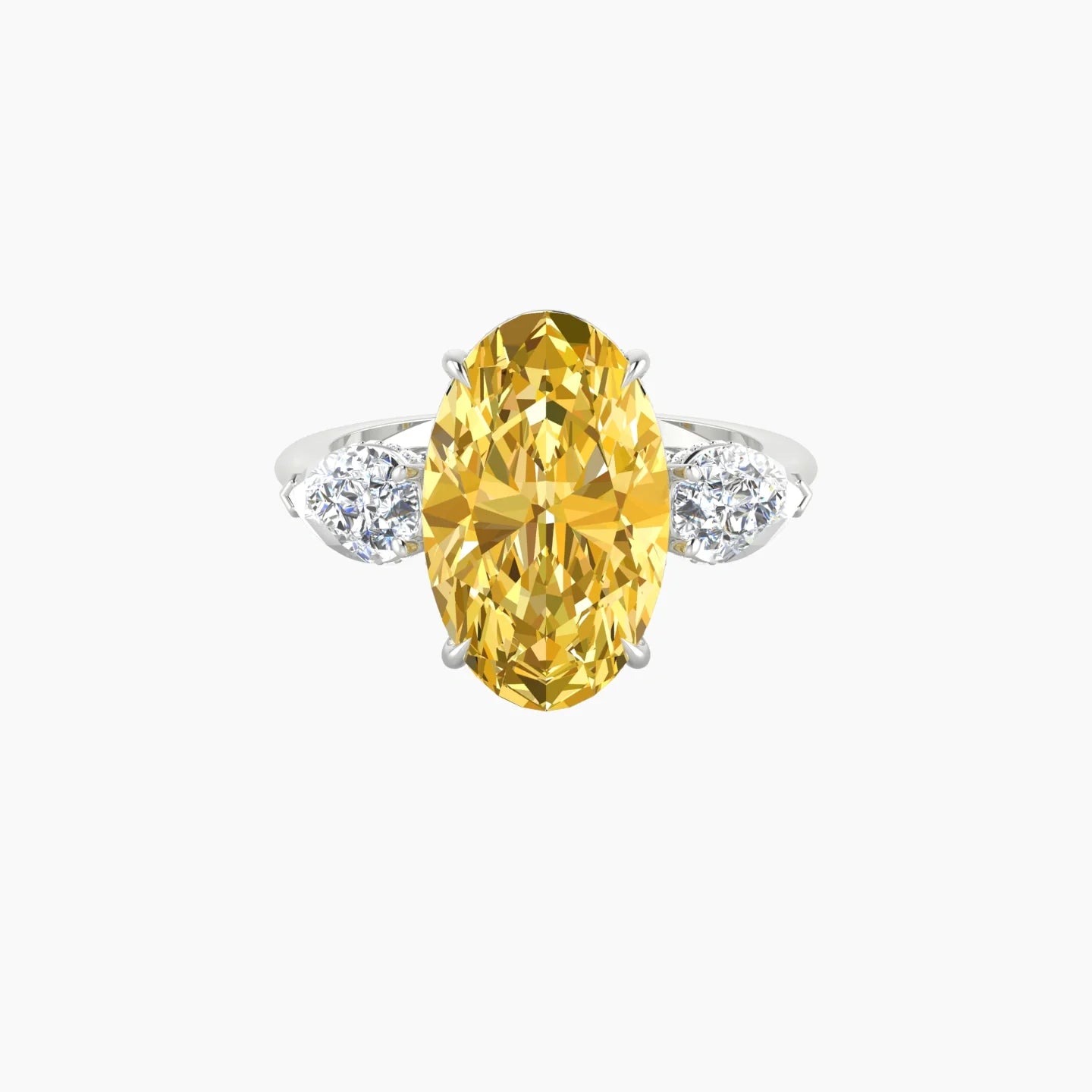 Pear Trilogy | 18k White Gold 5 ct Oval Cut Ring