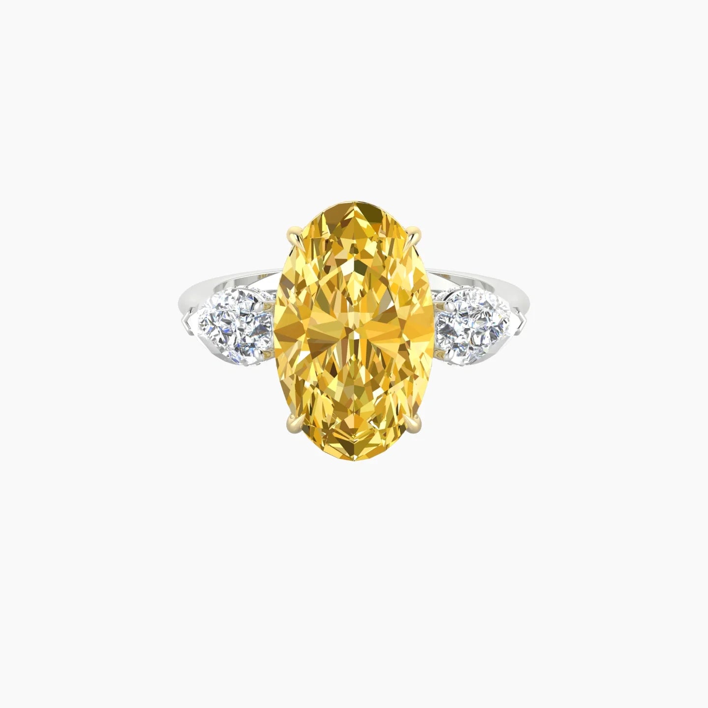 Pear Trilogy | 18k White & Yellow Gold 5 ct Oval Cut Ring