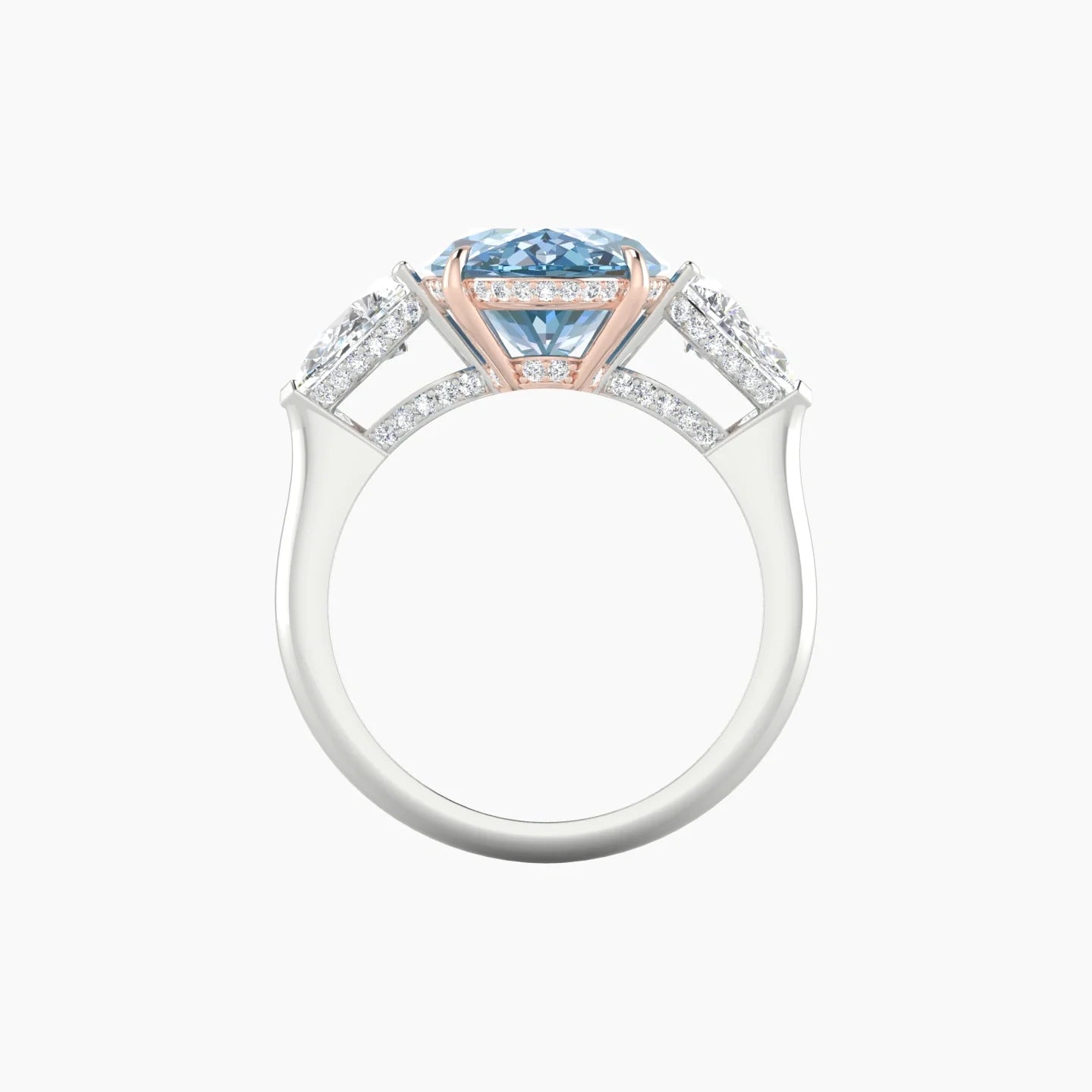 Pear Trilogy | 18k White & Rose Gold 5 ct Oval Cut Ring