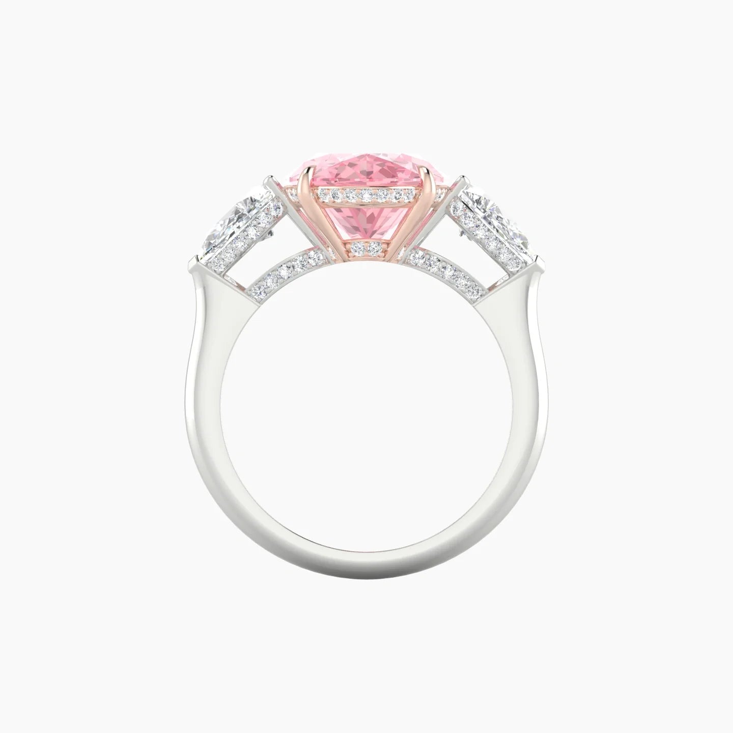 Pear Trilogy | 18k White & Rose Gold 5 ct Oval Cut Ring