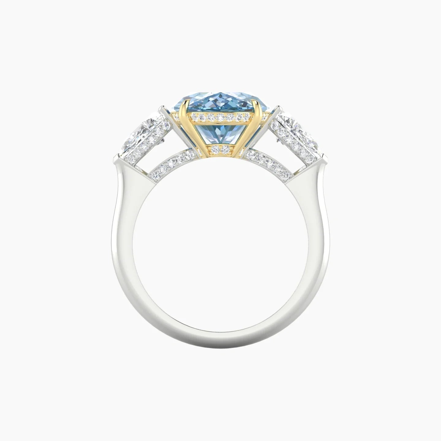 Pear Trilogy | 18k White & Yellow Gold 5 ct Oval Cut Ring