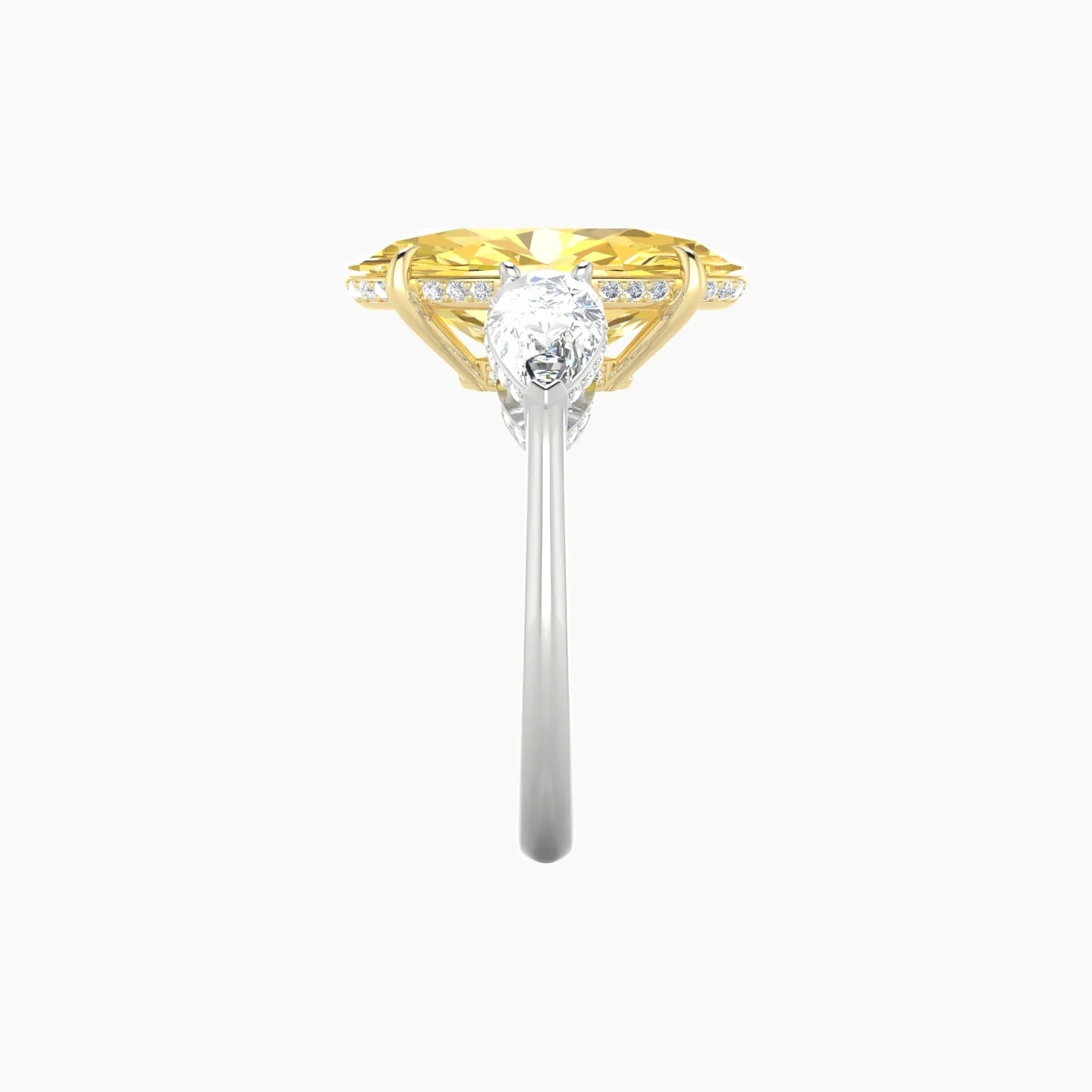 Pear Trilogy | 18k White & Yellow Gold 5 ct Oval Cut Ring