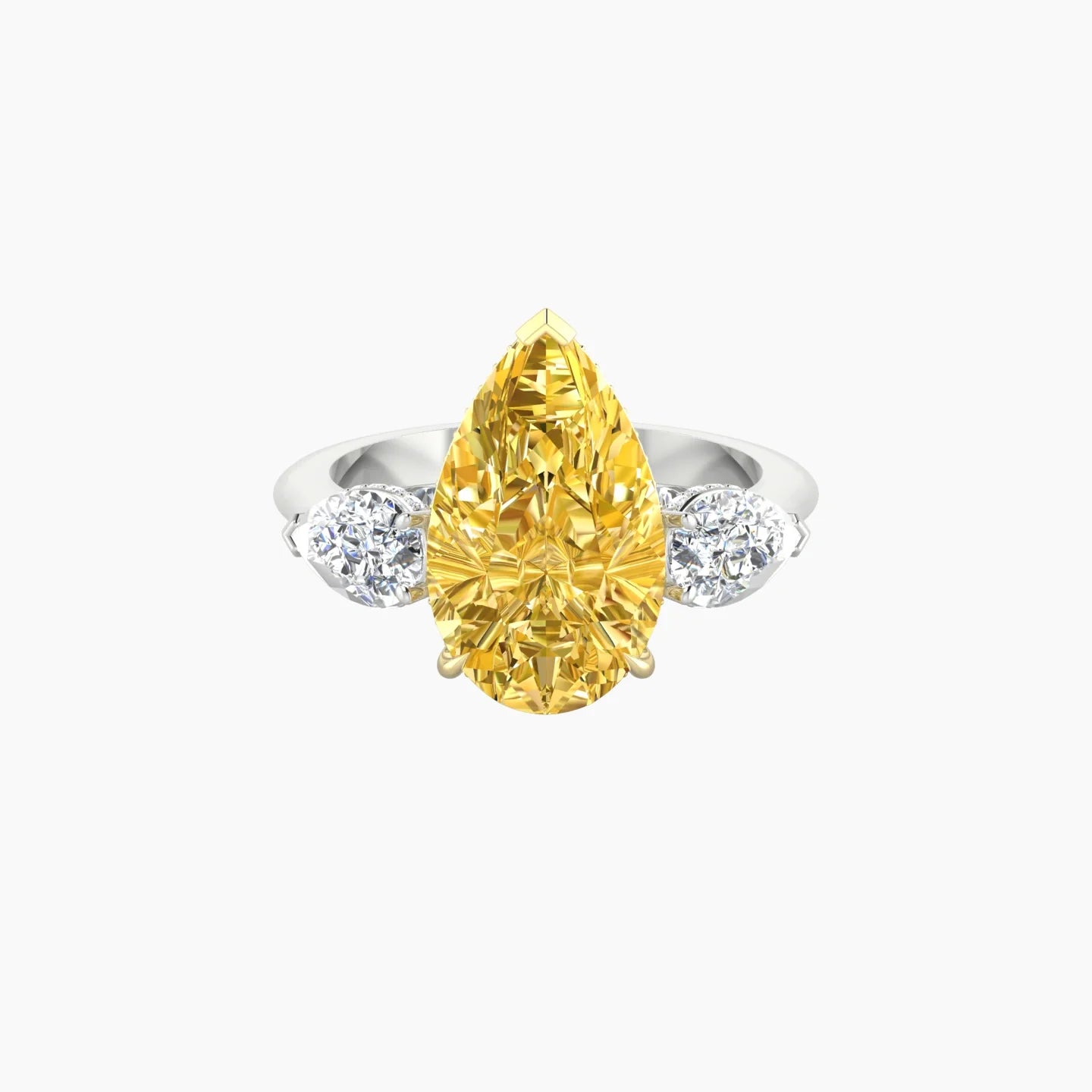 Pear Trilogy | 18k White & Yellow Gold 5 ct Pear Cut Ring