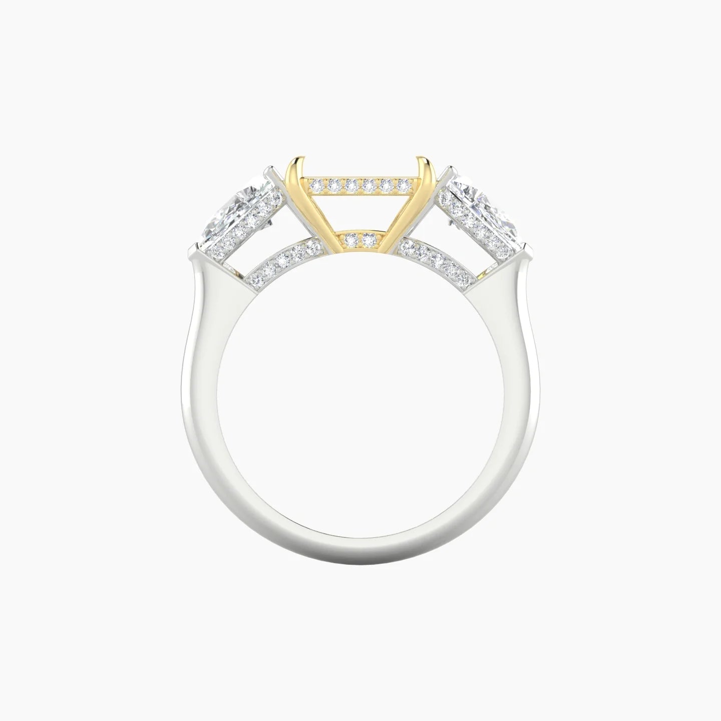 Pear Trilogy | 18k White & Yellow Gold 5-7.99 ct Radiant Cut Ring Setting