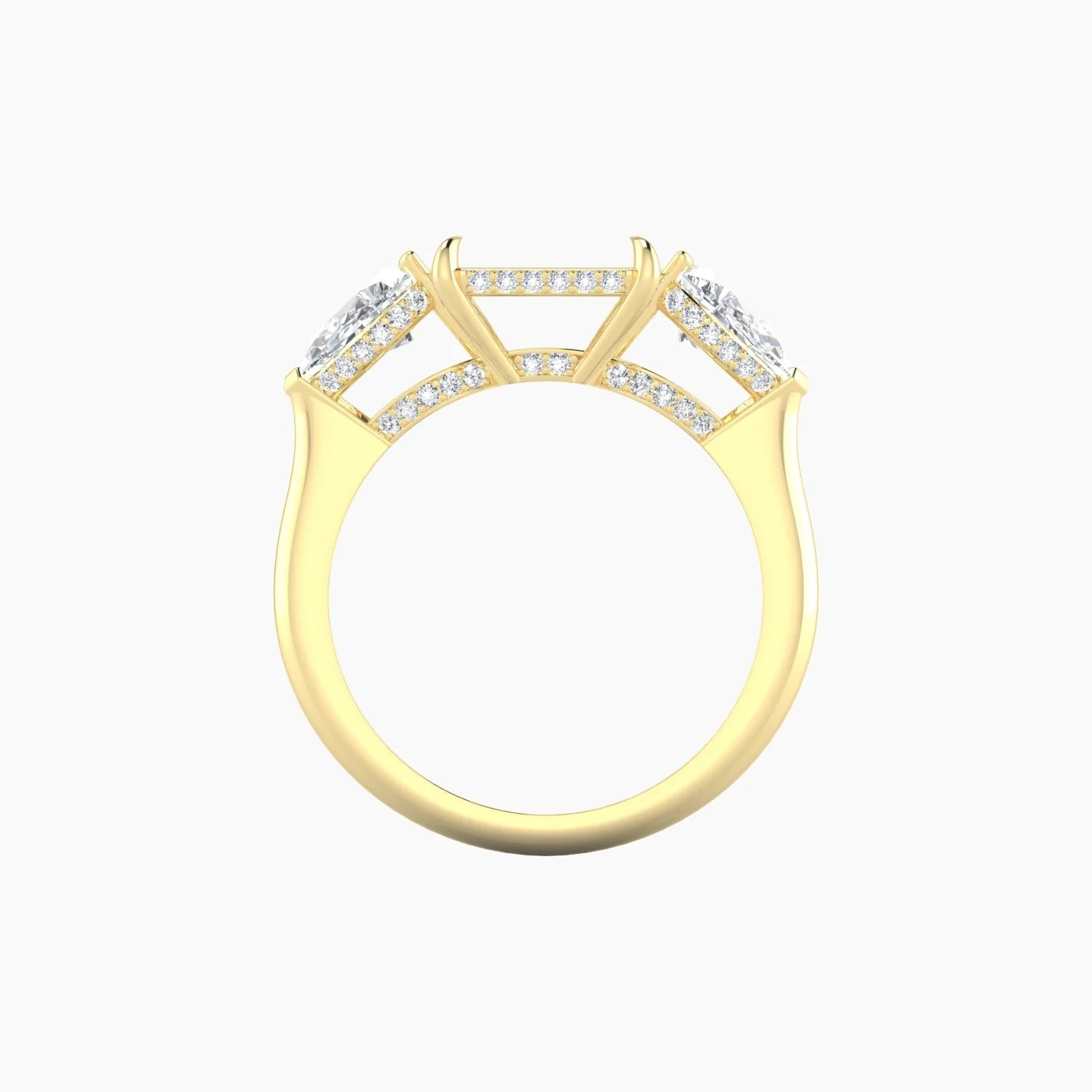 Pear Trilogy | 18k Yellow Gold 5-7.99 ct Radiant Cut Ring Setting
