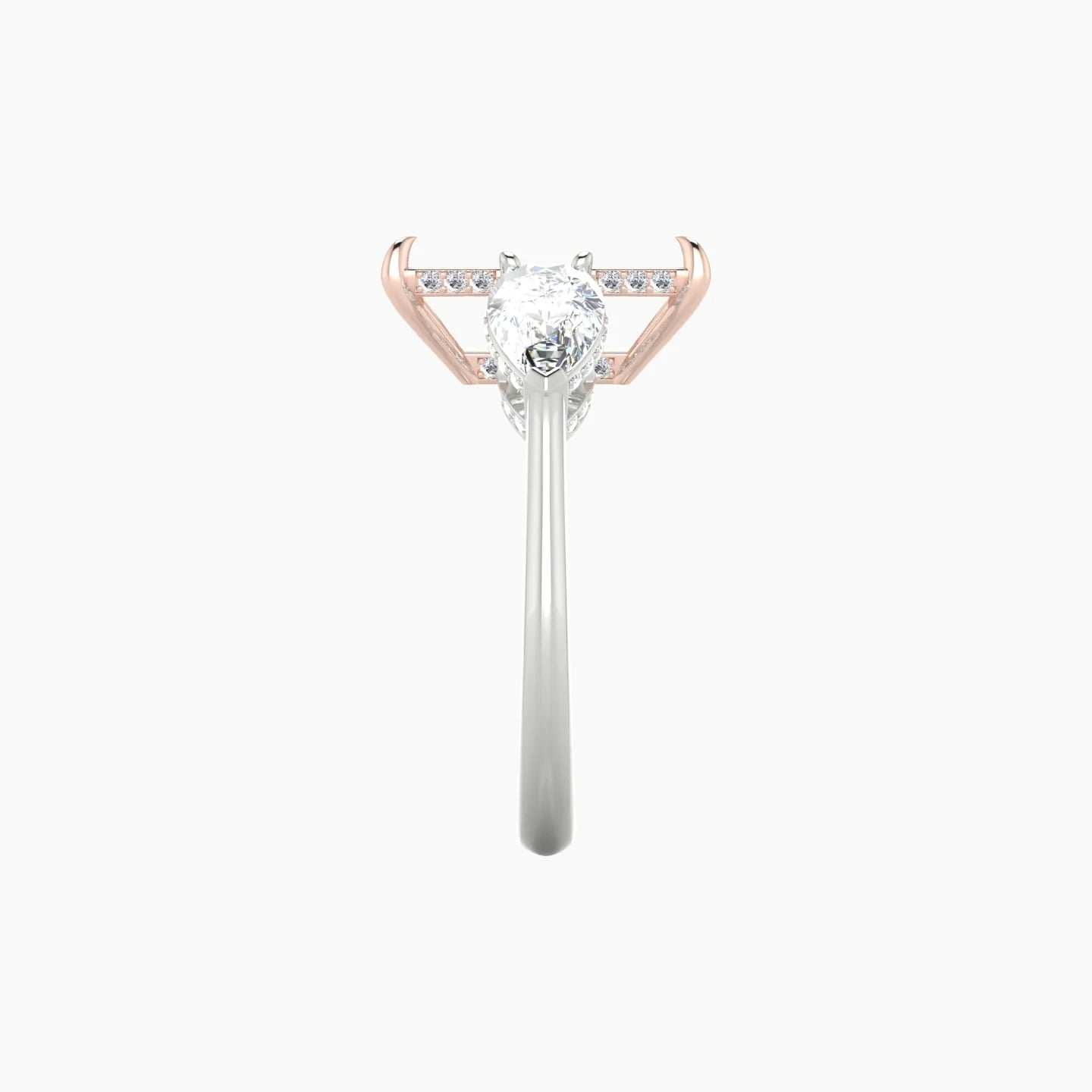 Pear Trilogy | 18k White & Rose Gold 5-7.99 ct Radiant Cut Ring Setting