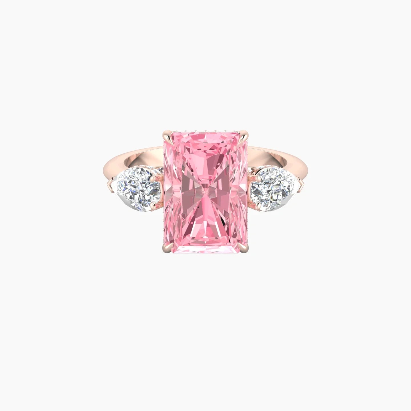 Pear Trilogy | 18k Rose Gold 5 ct Radiant Cut Ring