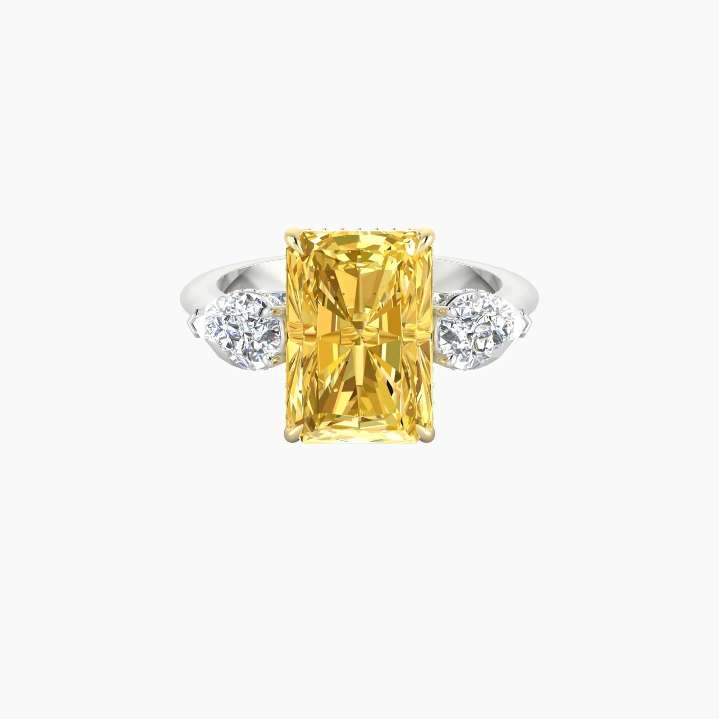 Pear Trilogy | 18k White & Yellow Gold 5 ct Radiant Cut Ring