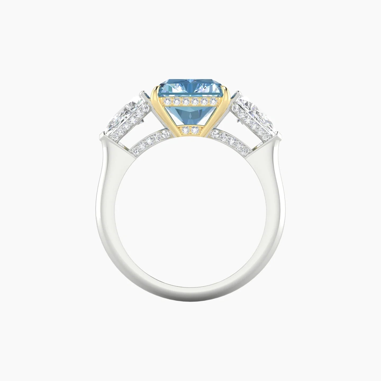 Pear Trilogy | 18k White & Yellow Gold 5 ct Radiant Cut Ring