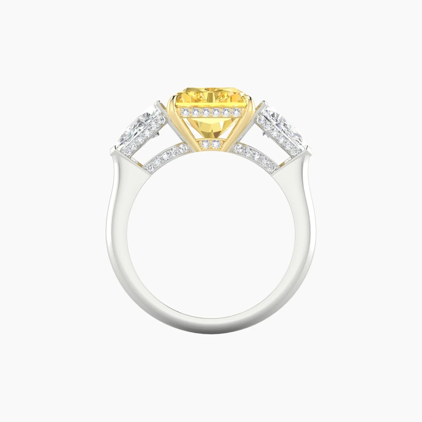 Pear Trilogy | 18k White & Yellow Gold 5 ct Radiant Cut Ring