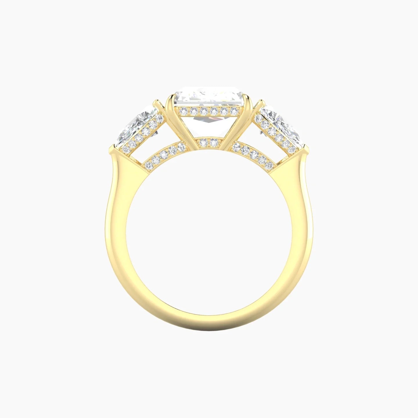 Intricate Pear Trilogy | 18k Yellow Gold 5 ct Radiant White Lab Diamond Ring