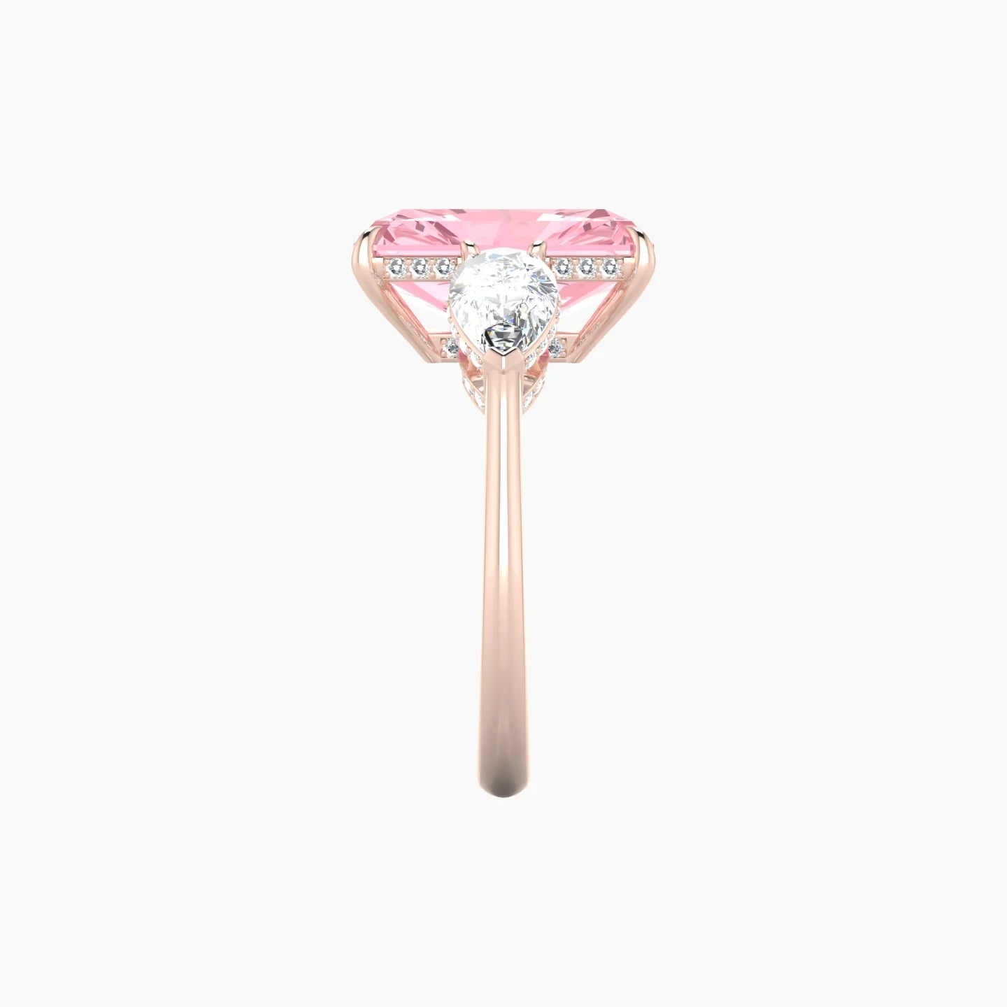 Pear Trilogy | 18k Rose Gold 5 ct Radiant Cut Ring