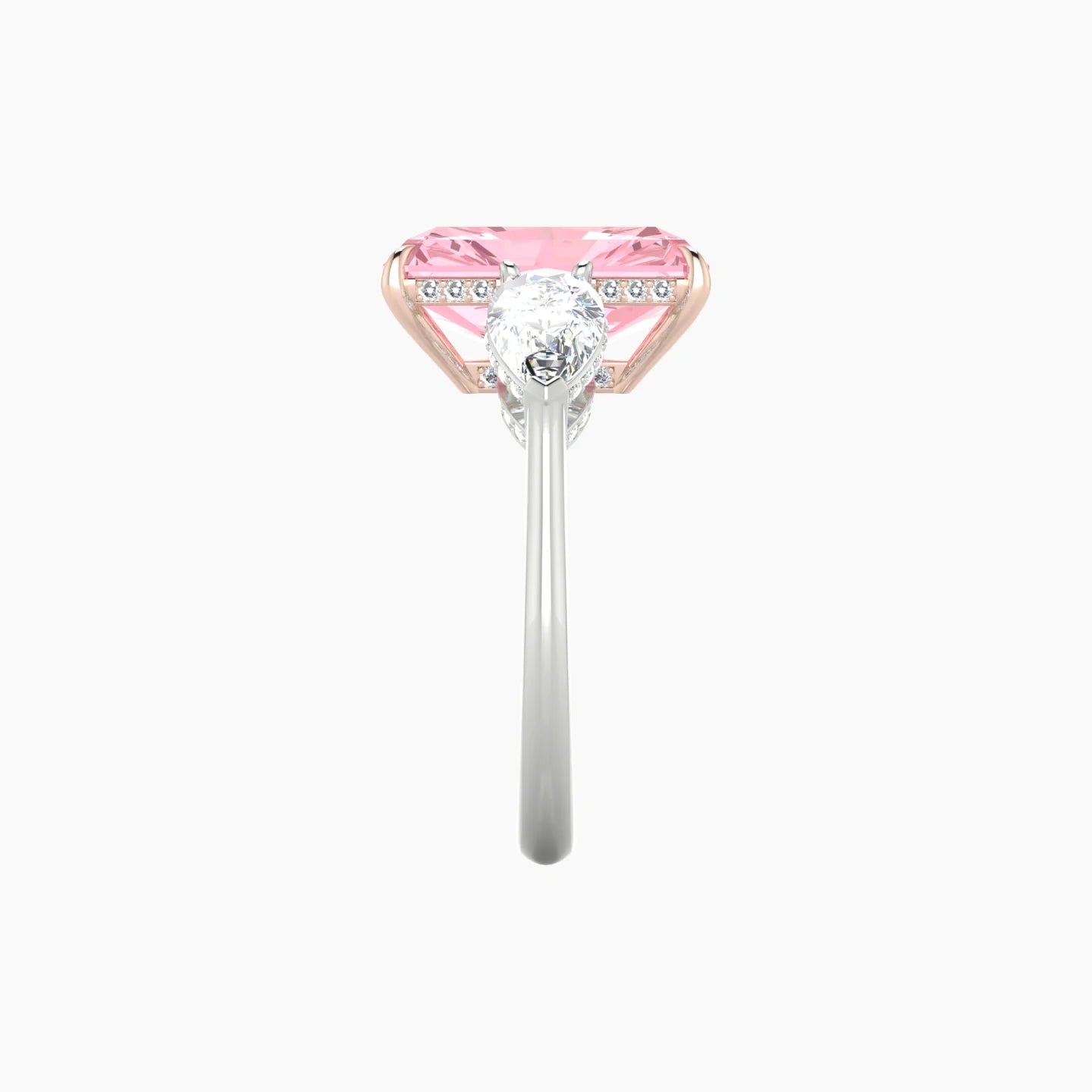 Pear Trilogy | 18k White & Rose Gold 5 ct Radiant Cut Ring